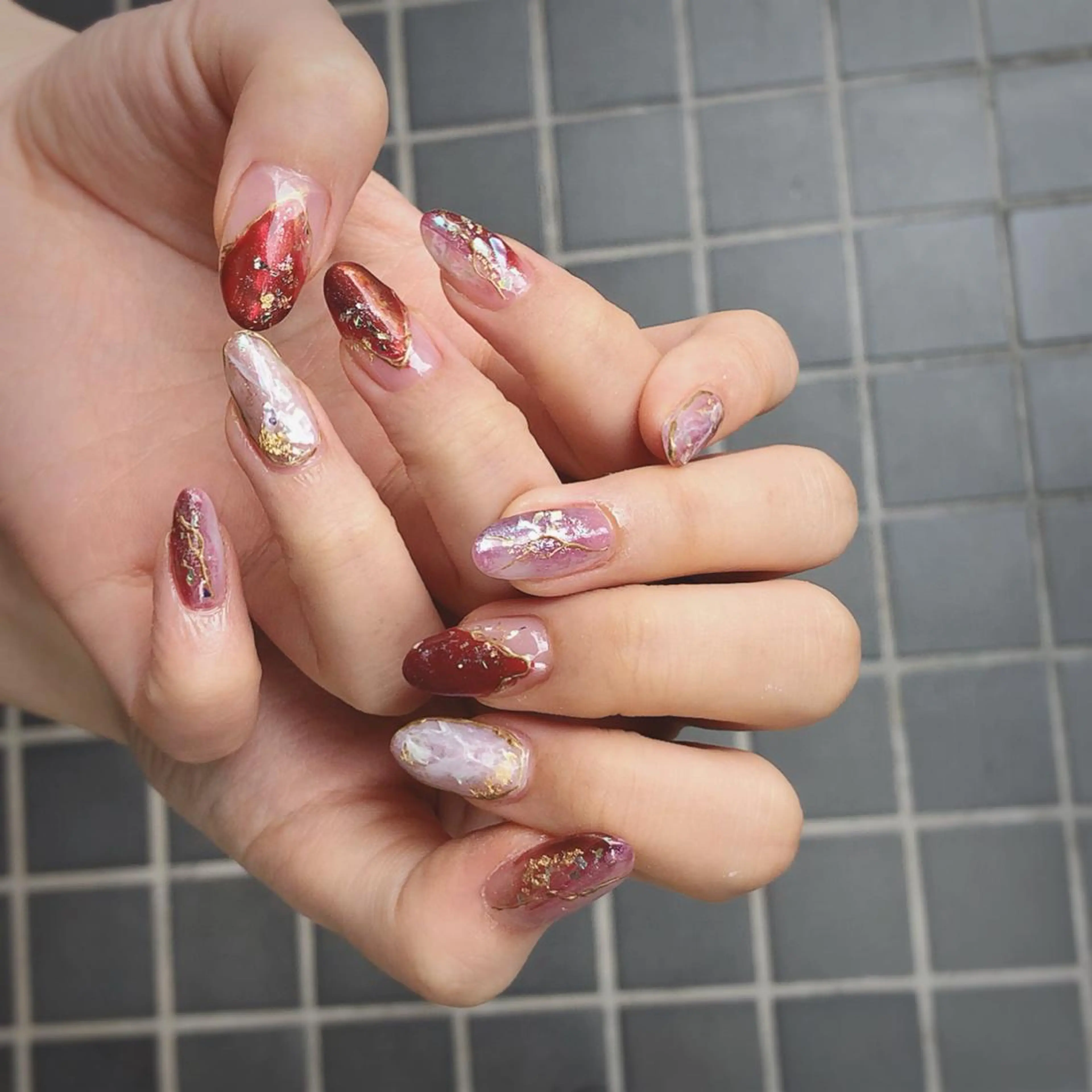 ネイル ニュアンスネイル ピンク 中牟田 彩水のネイルデザイン