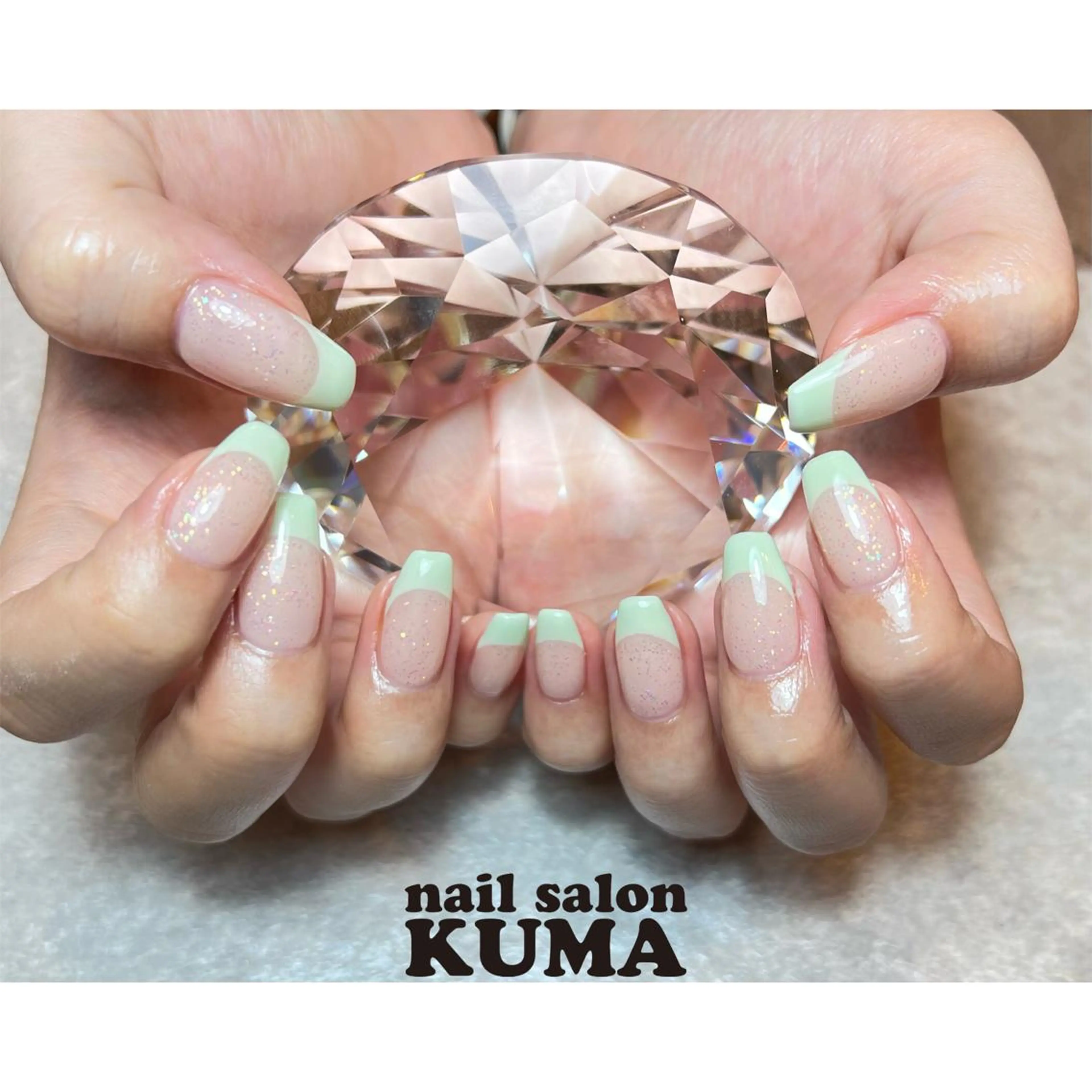 ネイル 長さ出し フレンチネイル ジェルネイル ガラスフレンチ 韓国ネイル ハンドネイル nailsalon KUMA所属・nailsalon KUMAのネイルデザイン