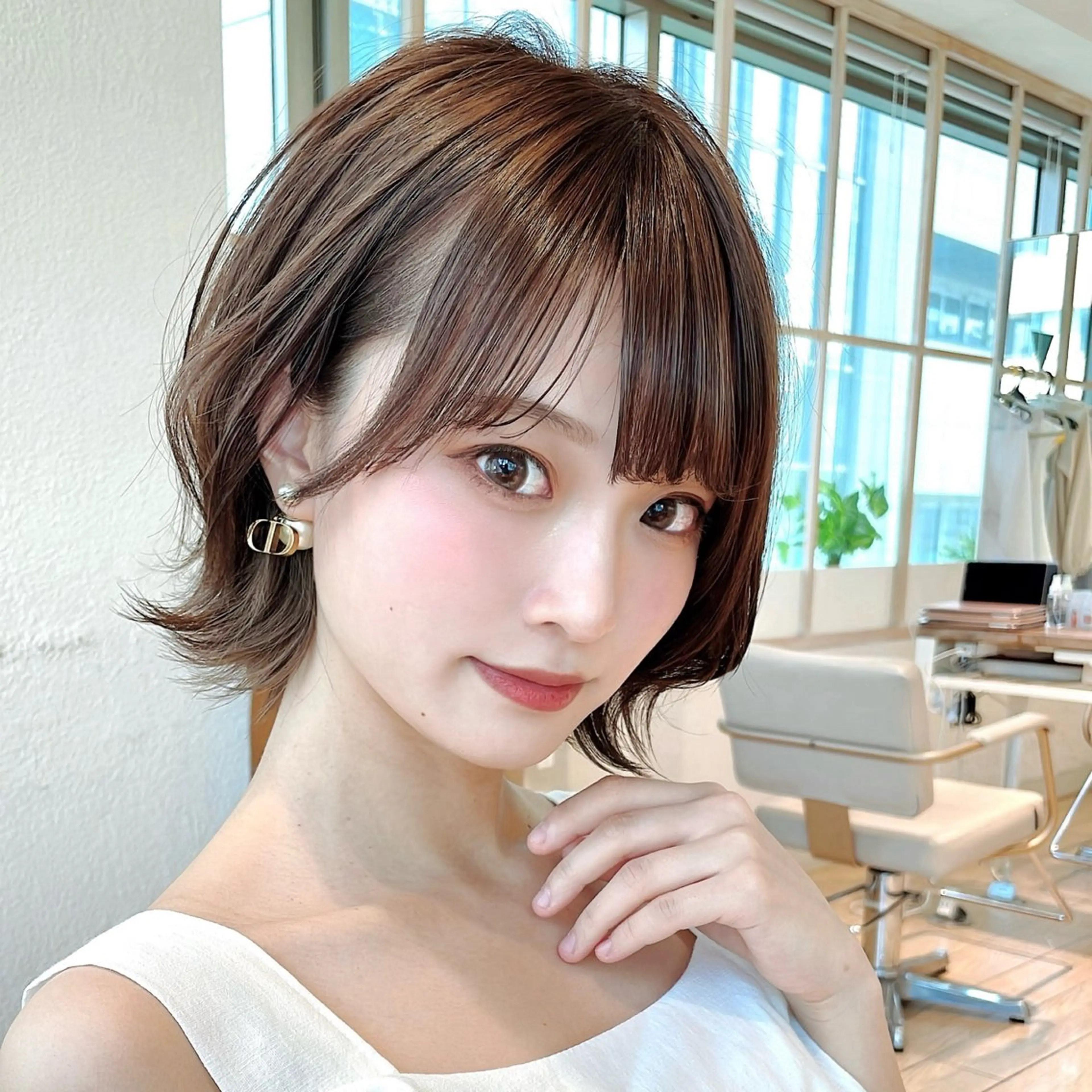 ミディアム ボブ 小顔カット カット ヘアカラー トリートメント 市原 大翼のヘアスタイル