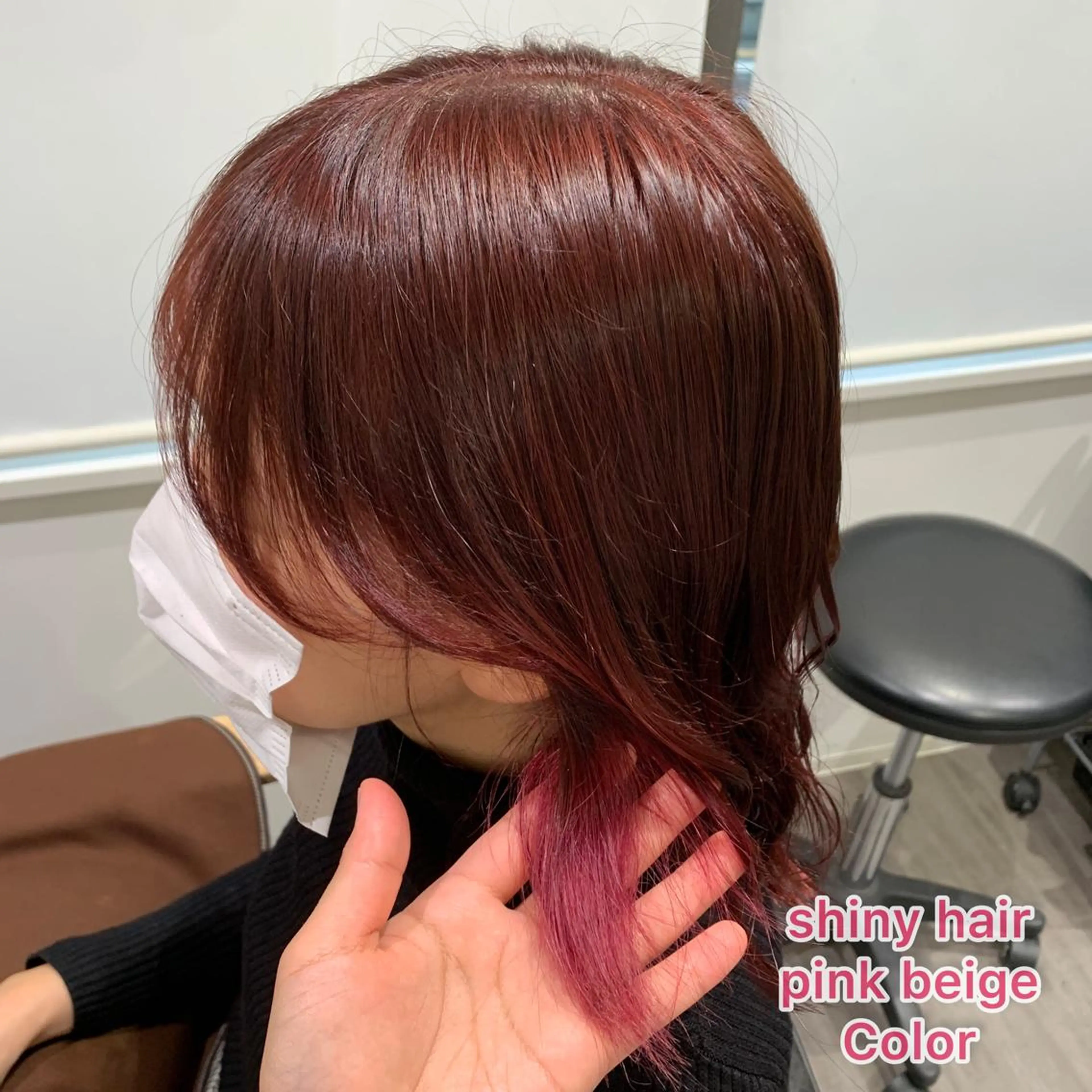 ミディアム カラー ベージュカラー ピンクカラー ピンクベージュ カット ヘアカラー トリートメント 上田 紗也のヘアスタイル
