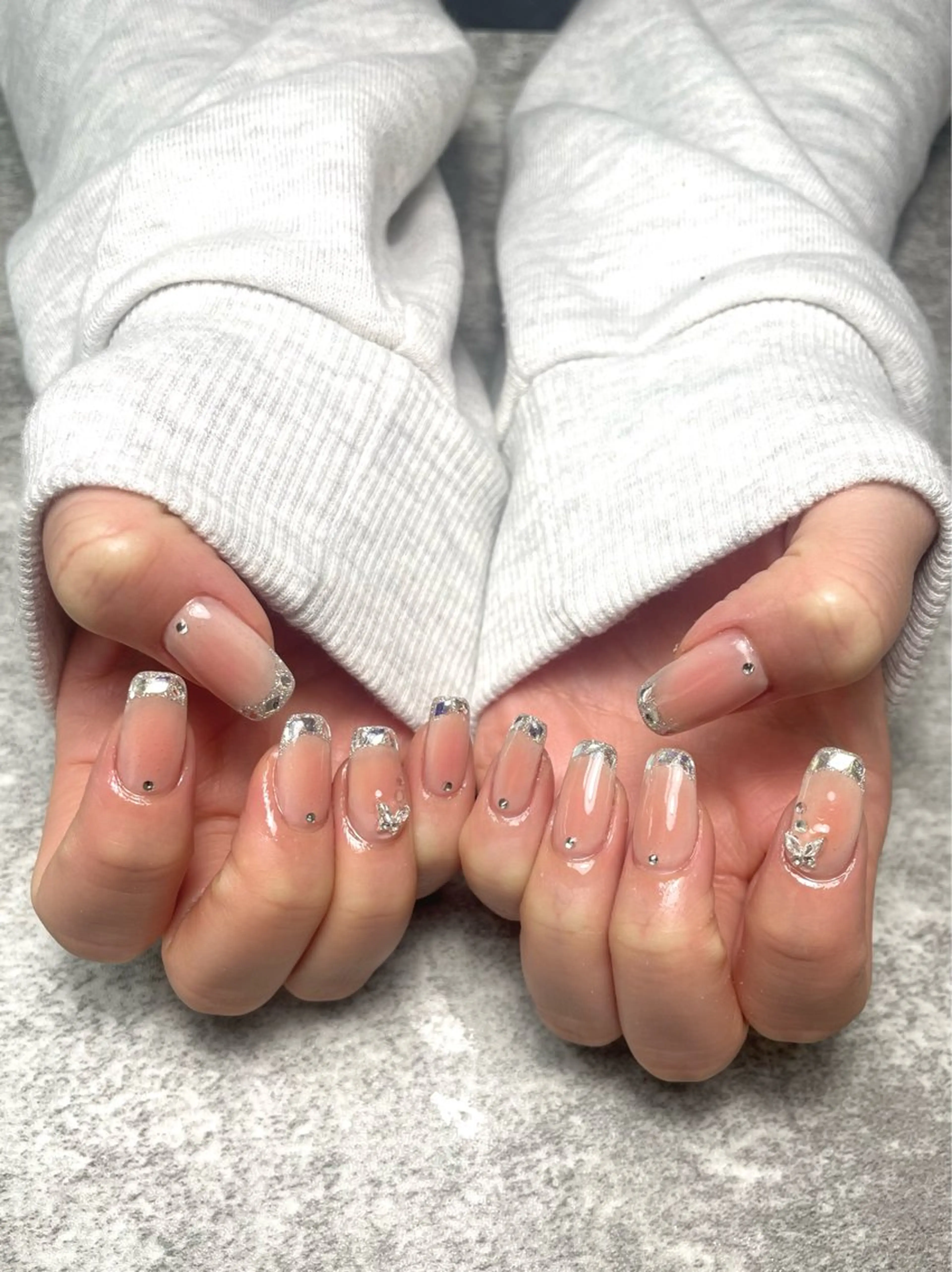 ネイル アートネイル チークネイル フレンチネイル ガラスフレンチ RISA joie nailのネイルデザイン