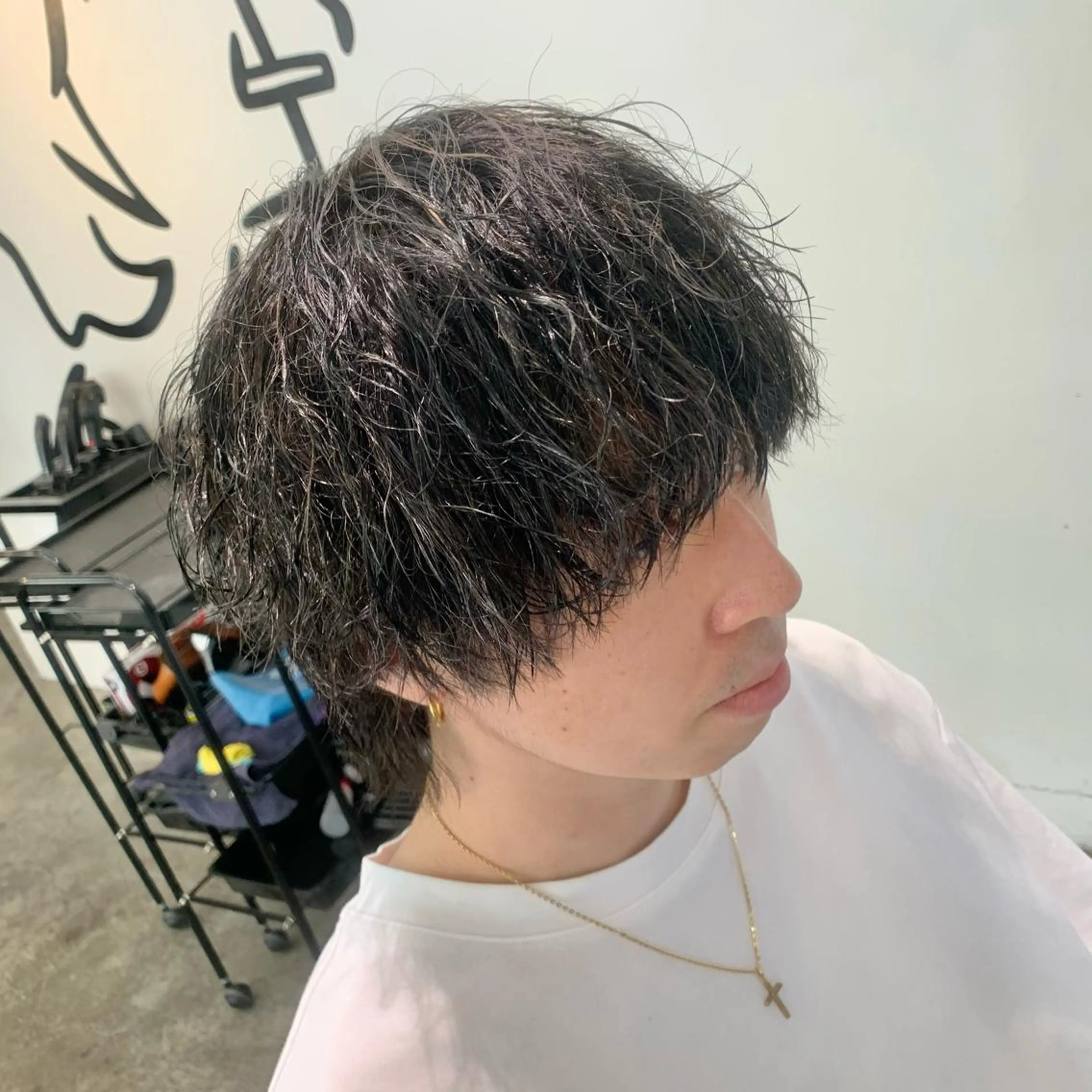 ミディアム カラー パーマ メンズ メンズハイライト ハイライトカラー ハイライト カット ヘアカラー パーマ メンズ特化美容師/ 藤戸 椋のヘアスタイル