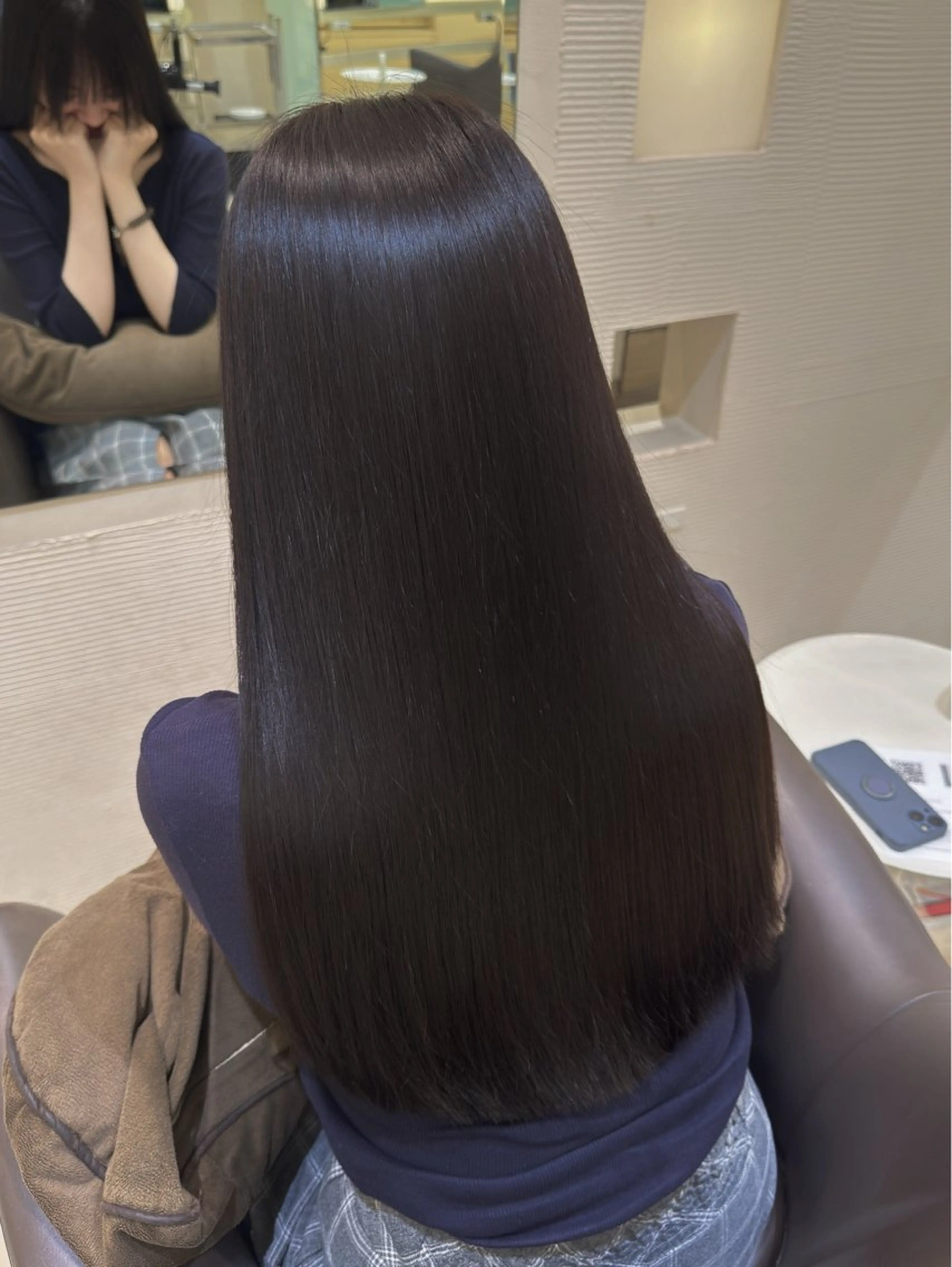 ロング 縮毛矯正 カット ヘアカラー 縮毛矯正 トリートメント 🫧オリーブ/赤み消 し/暗髪🫧野本麗奈のヘアスタイル