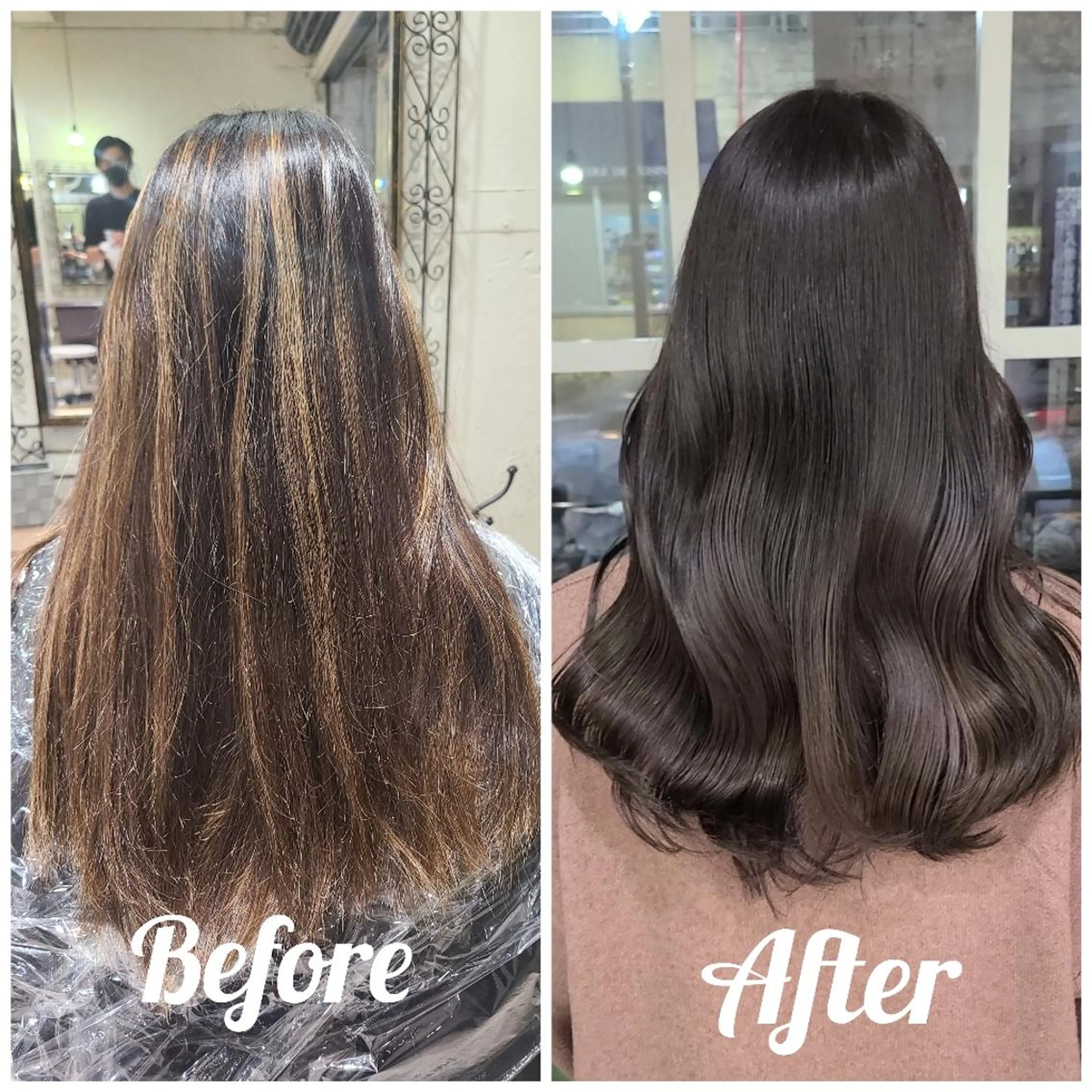 セミロング カラー アッシュ アッシュグレー ベージュカラー ブリーチ ブラウンカラー ヘアカラー cherie所属・大内 格のヘアスタイル