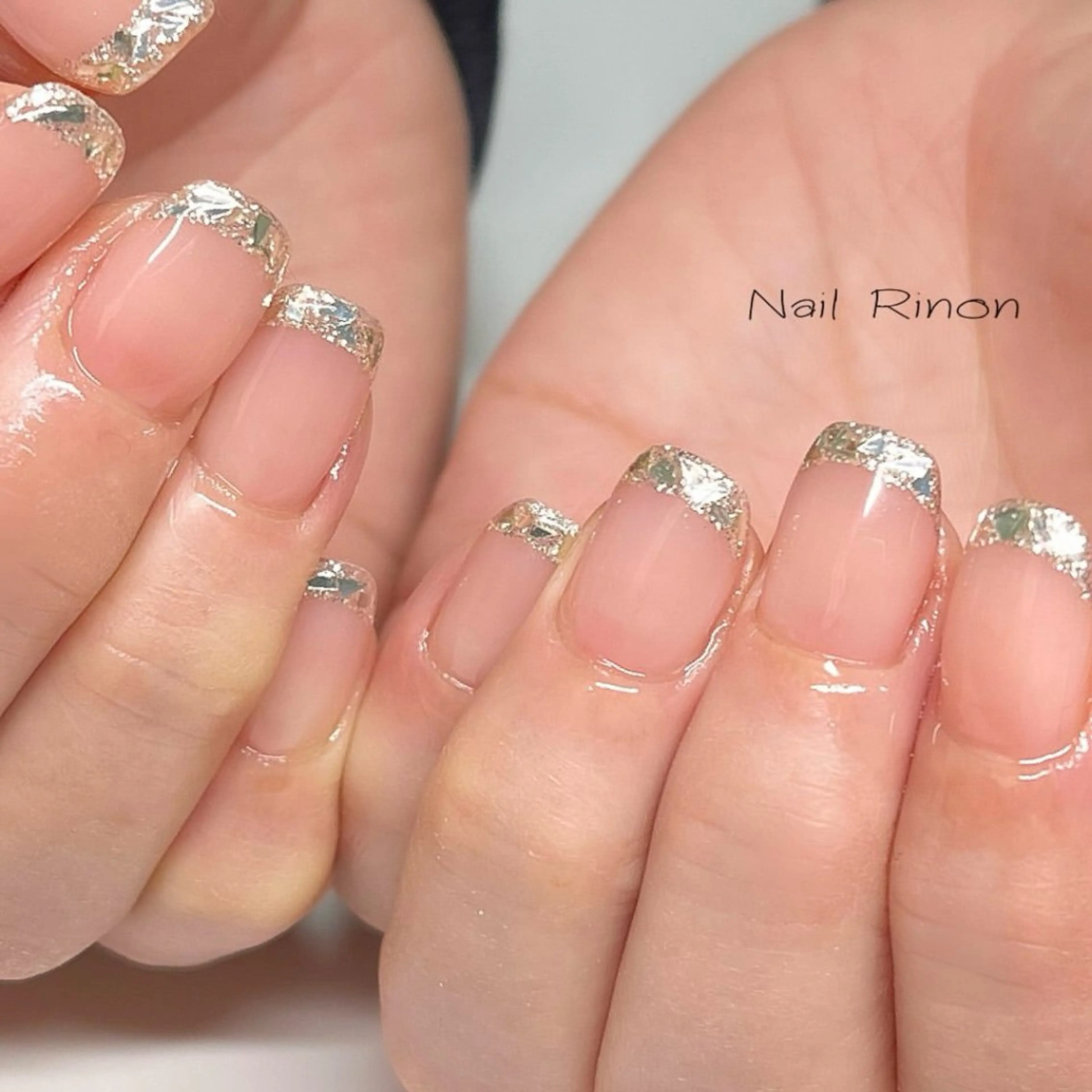ネイル フレンチネイル ガラスフレンチ ハンドネイル Nail Rinonのネイルデザイン