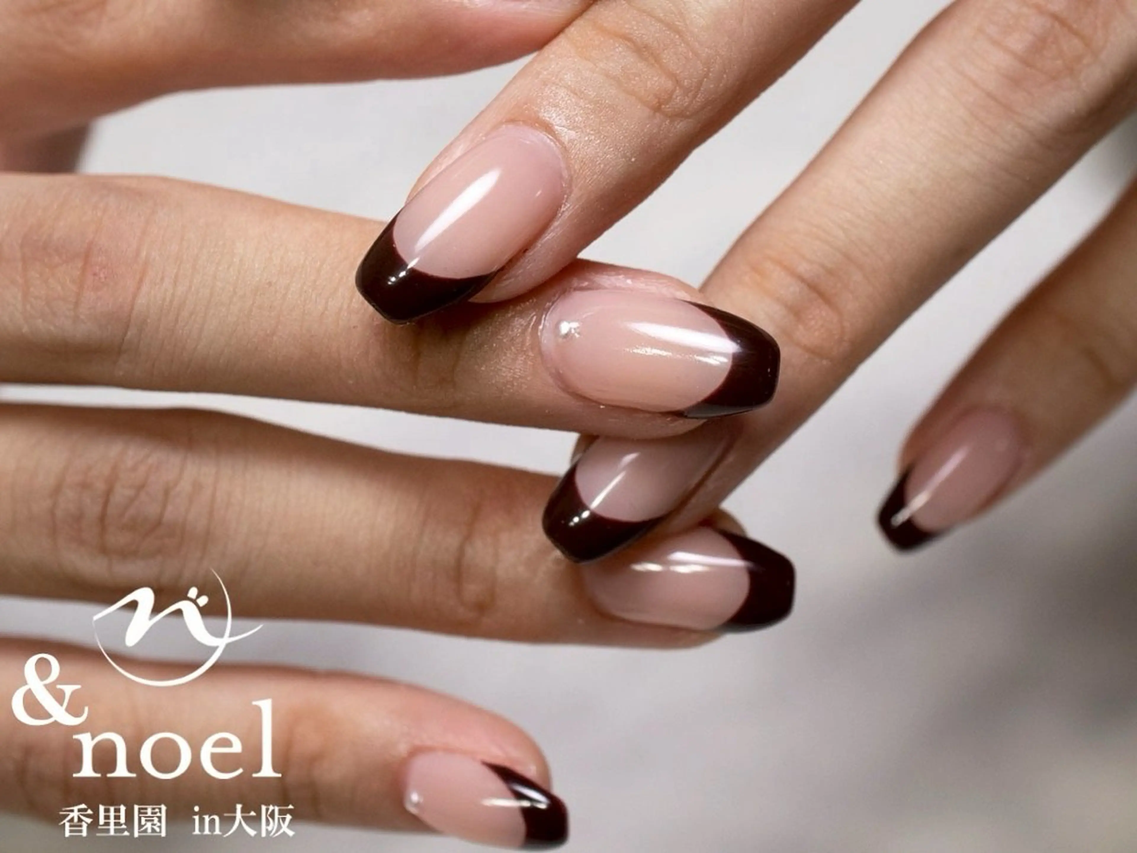 ネイル ボルドー ブラウン フレンチネイル ハンドネイル Nailsalon Noël所属・Nailsalon &Noelのネイルデザイン