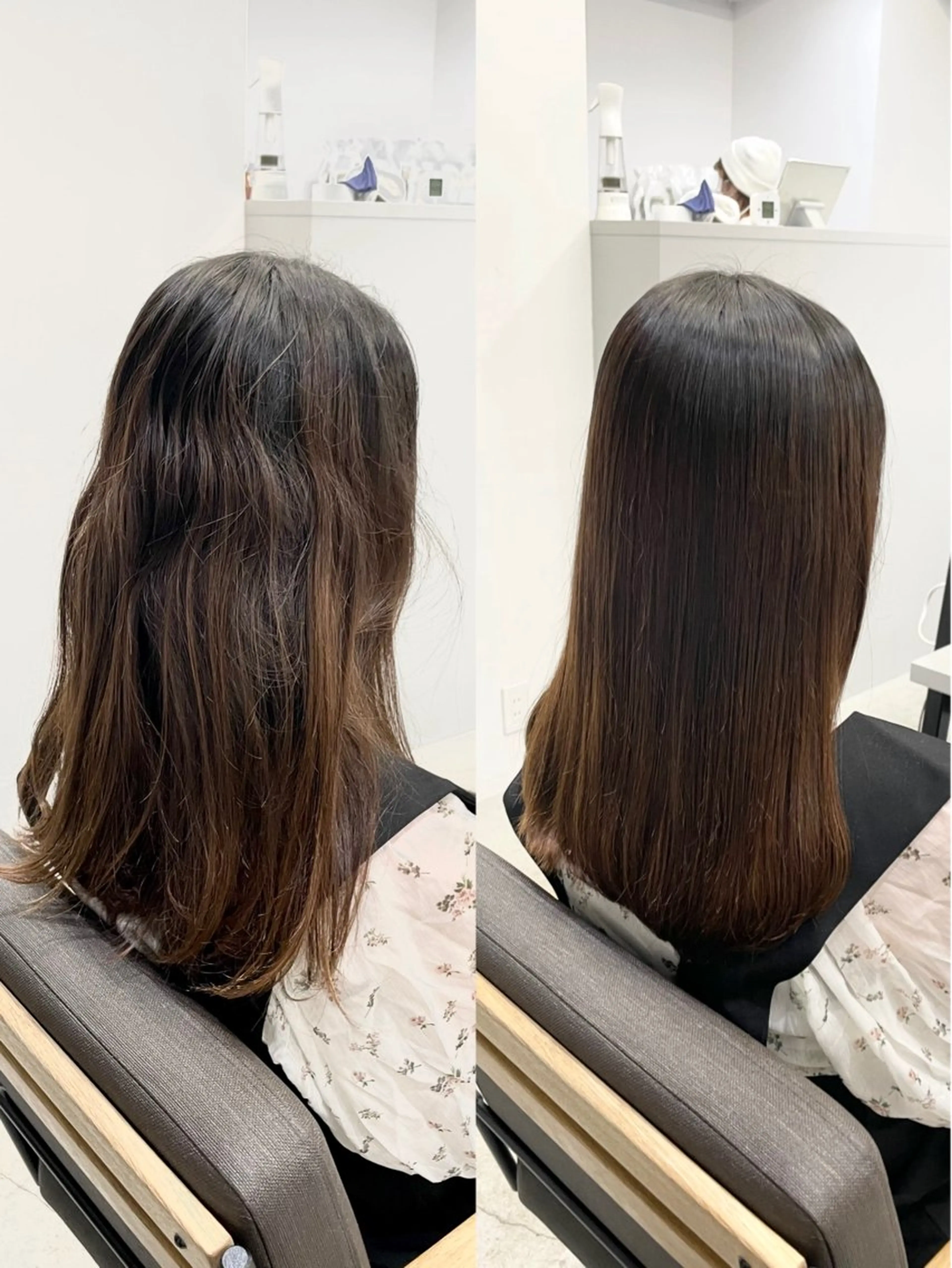 セミロング カラー パーマ セミロングパーマ 髪質改善 縮毛矯正 ストレートパーマ カット ヘアカラー 縮毛矯正 トリートメント 美髪への最善策を貴方 へ✨凄い艶髪✨萩原のヘアスタイル