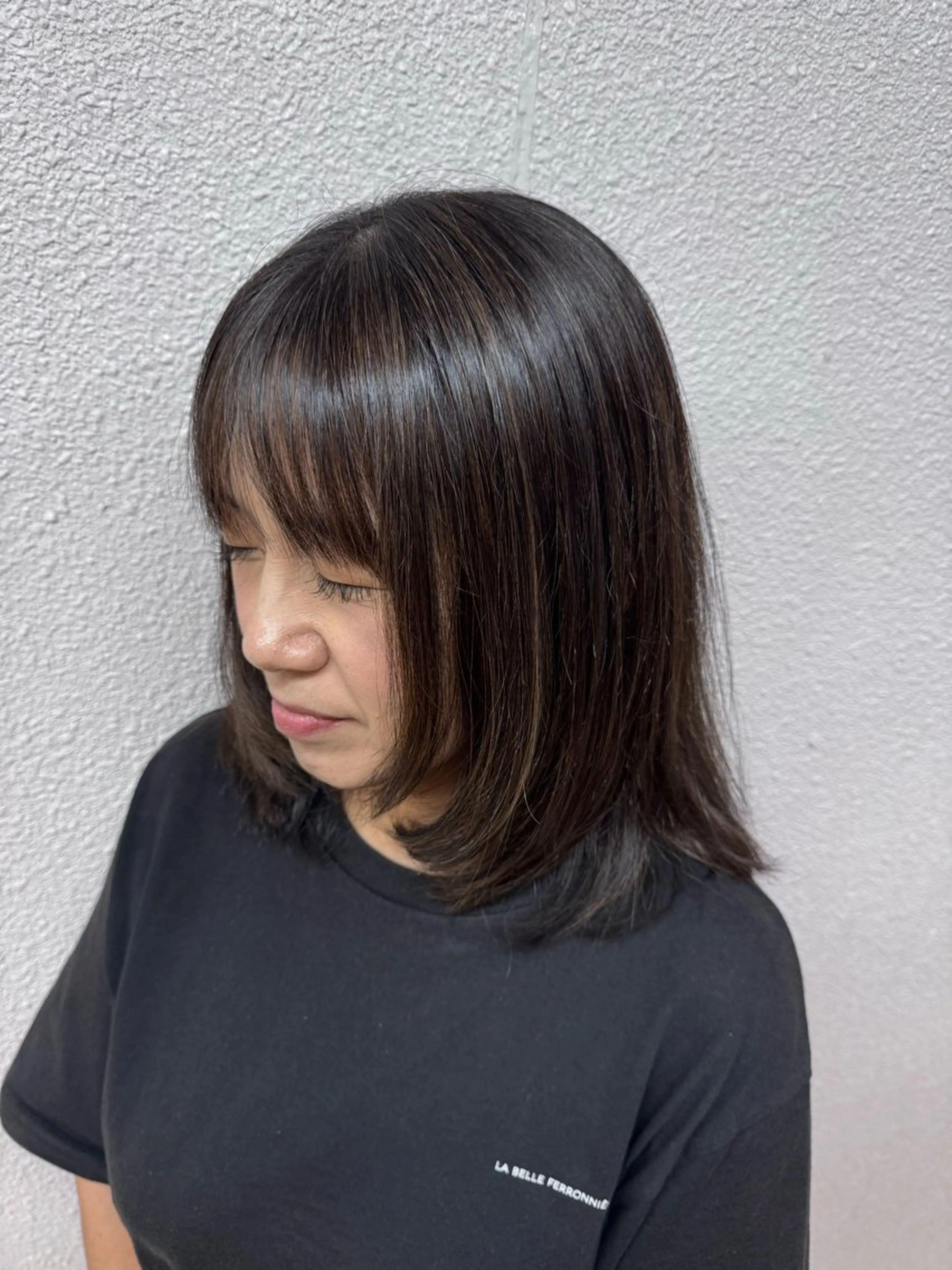 ミディアム ハイライト カット ヘアカラー 箕畑 麗菜のヘアスタイル
