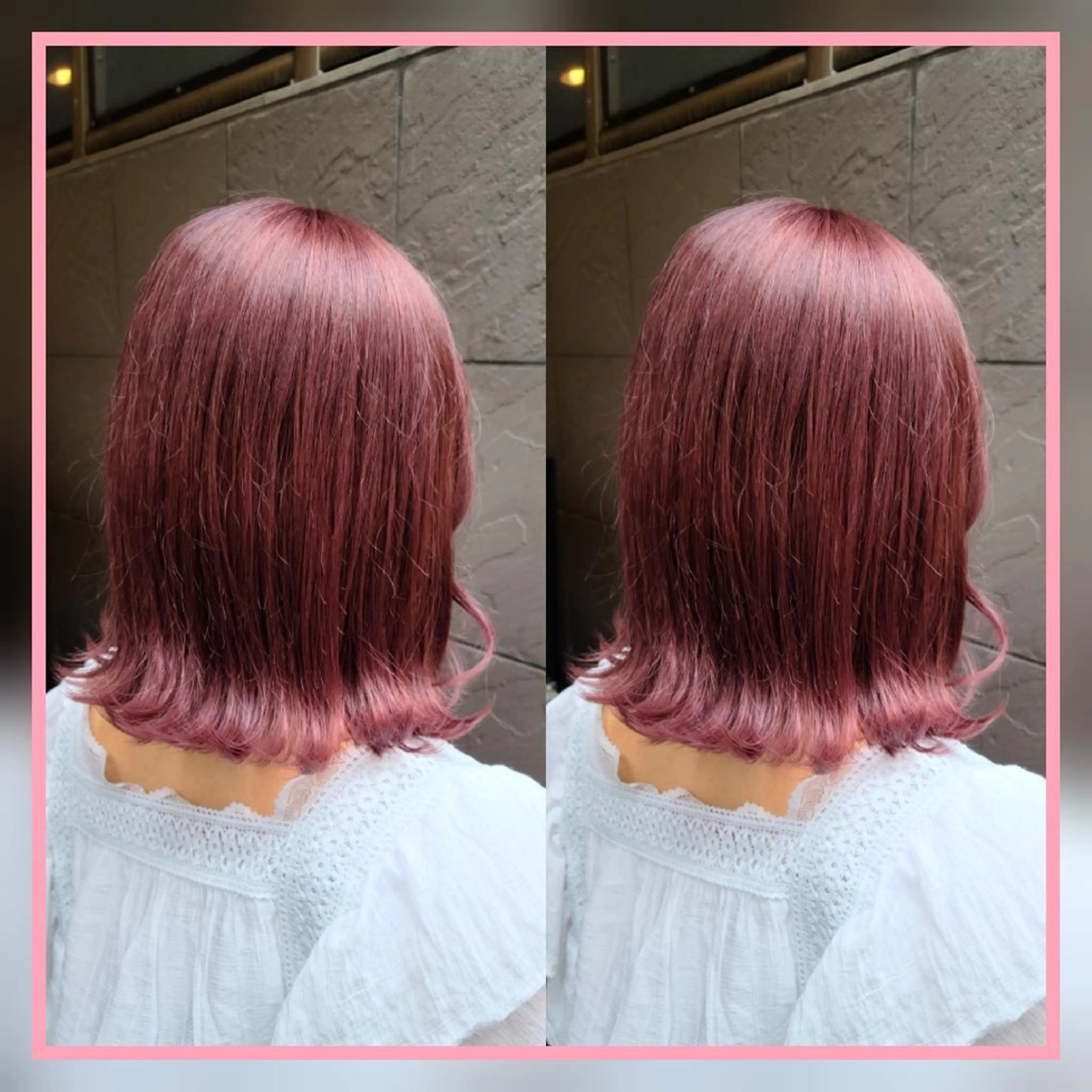 ミディアム カラー ブリーチ 透明感カラー オレンジ ピンクカラー [Lil by  JIL BLAN]所属・田中 孝征のヘアスタイル