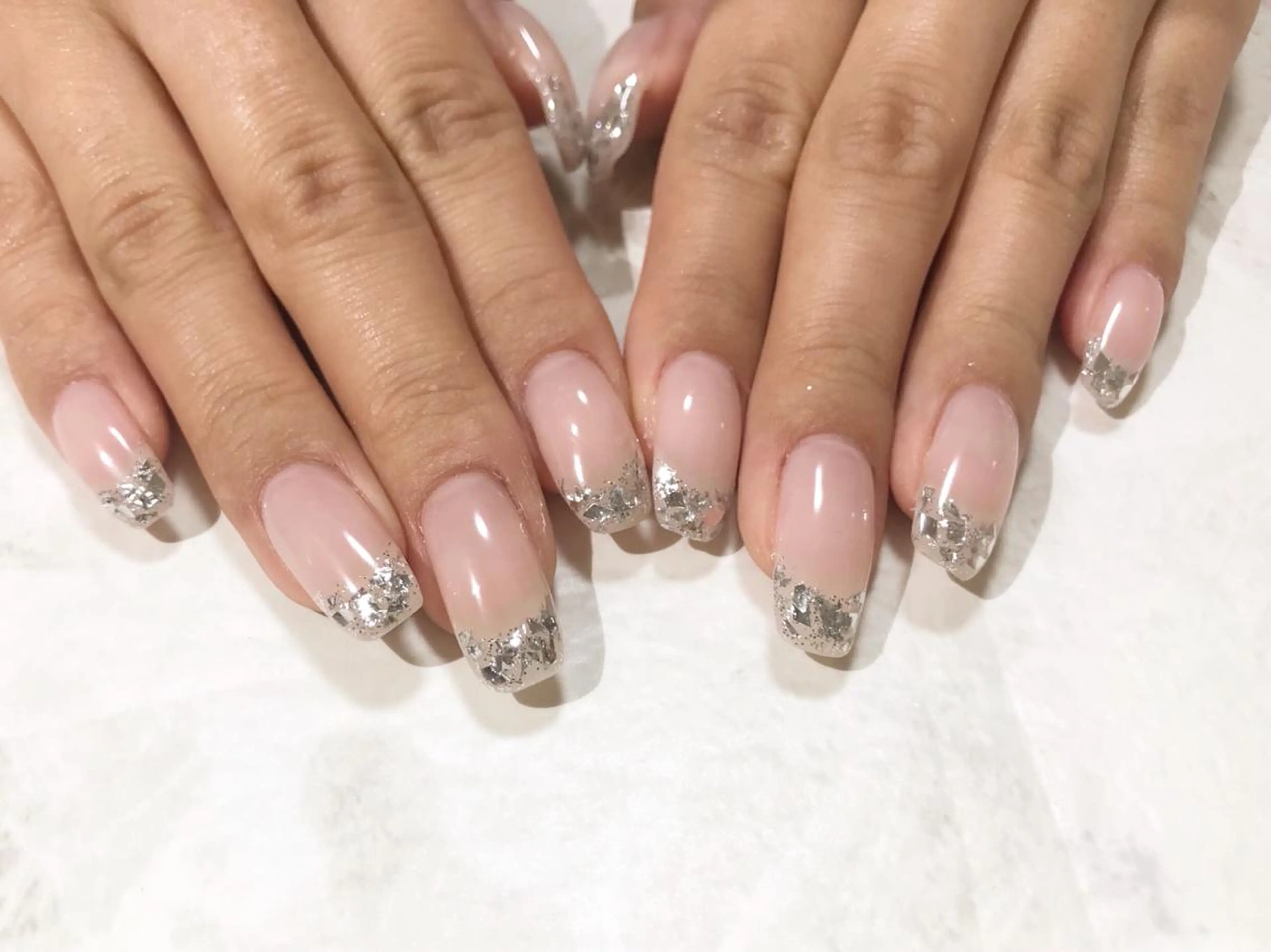 ネイル フットネイル フレンチネイル ガラスフレンチ ニュアンスネイル シンプルネイル ネイル フフラ所属・nail fufla ♡yamane♡のネイルデザイン