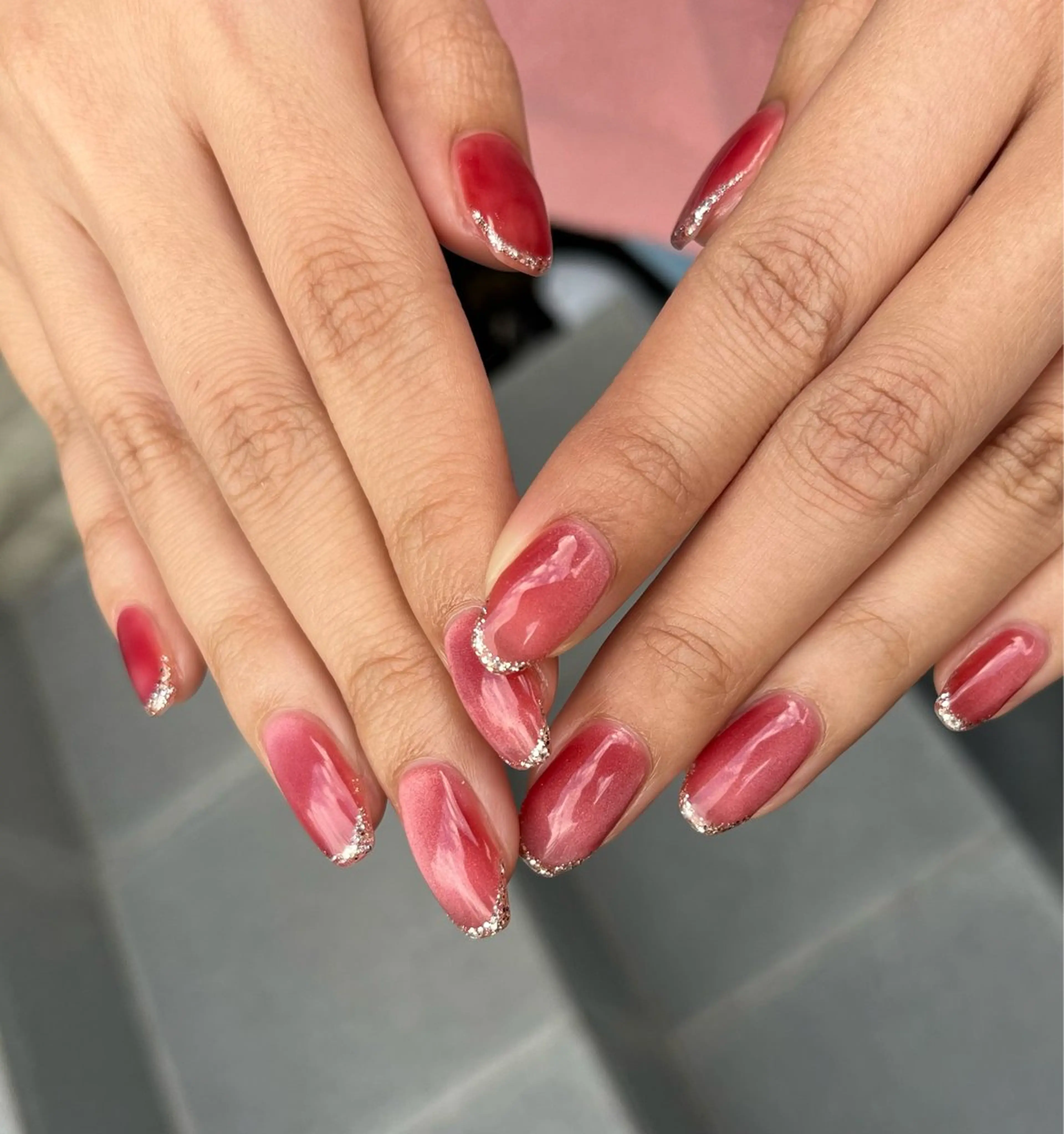 ネイル フレンチネイル ラメ(グリッター) マグネットネイル nailsalon esのネイルデザイン