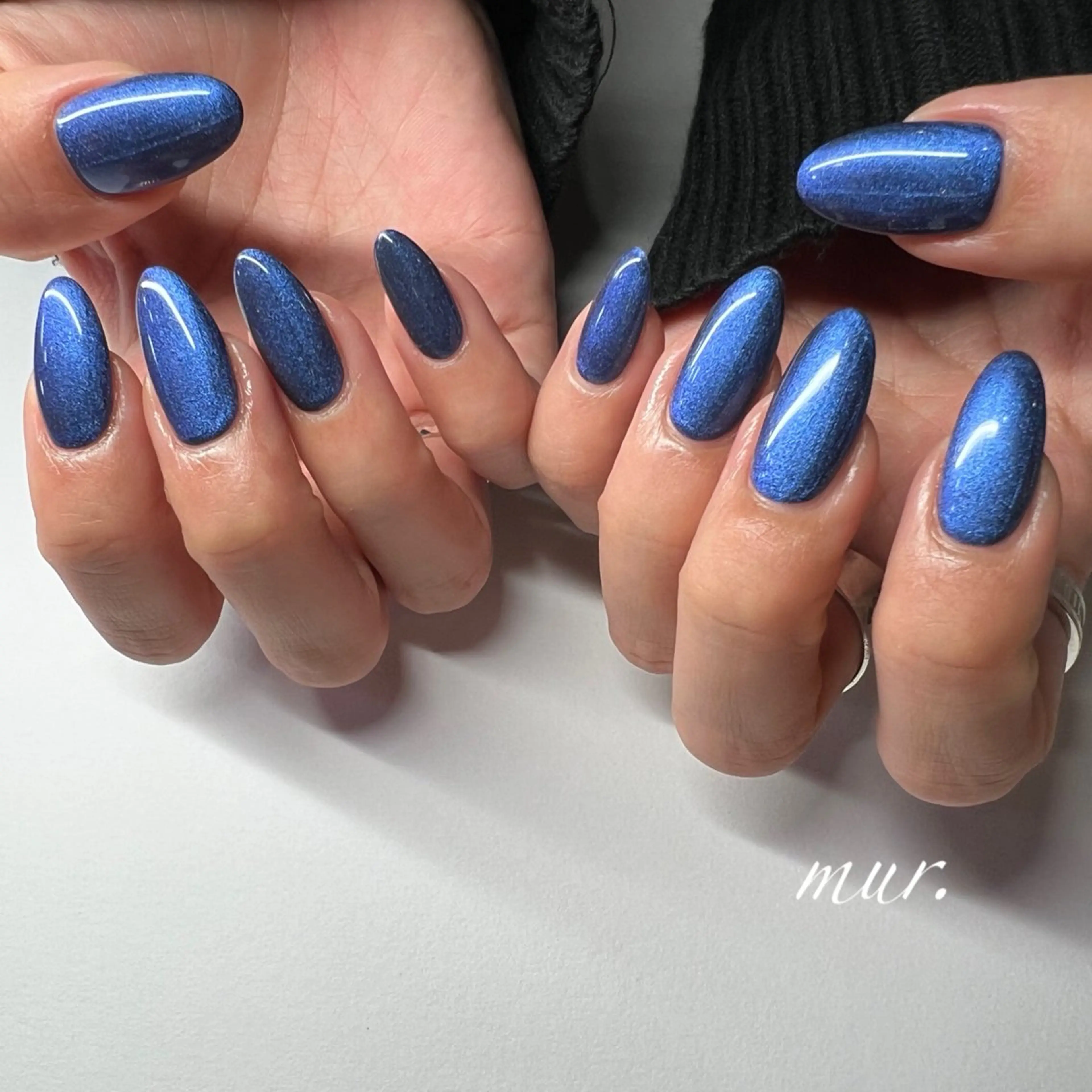 ネイル ブルー ジェルネイル ラメ(グリッター) ロングネイル ワンカラーネイル nailsalon mur.のネイルデザイン