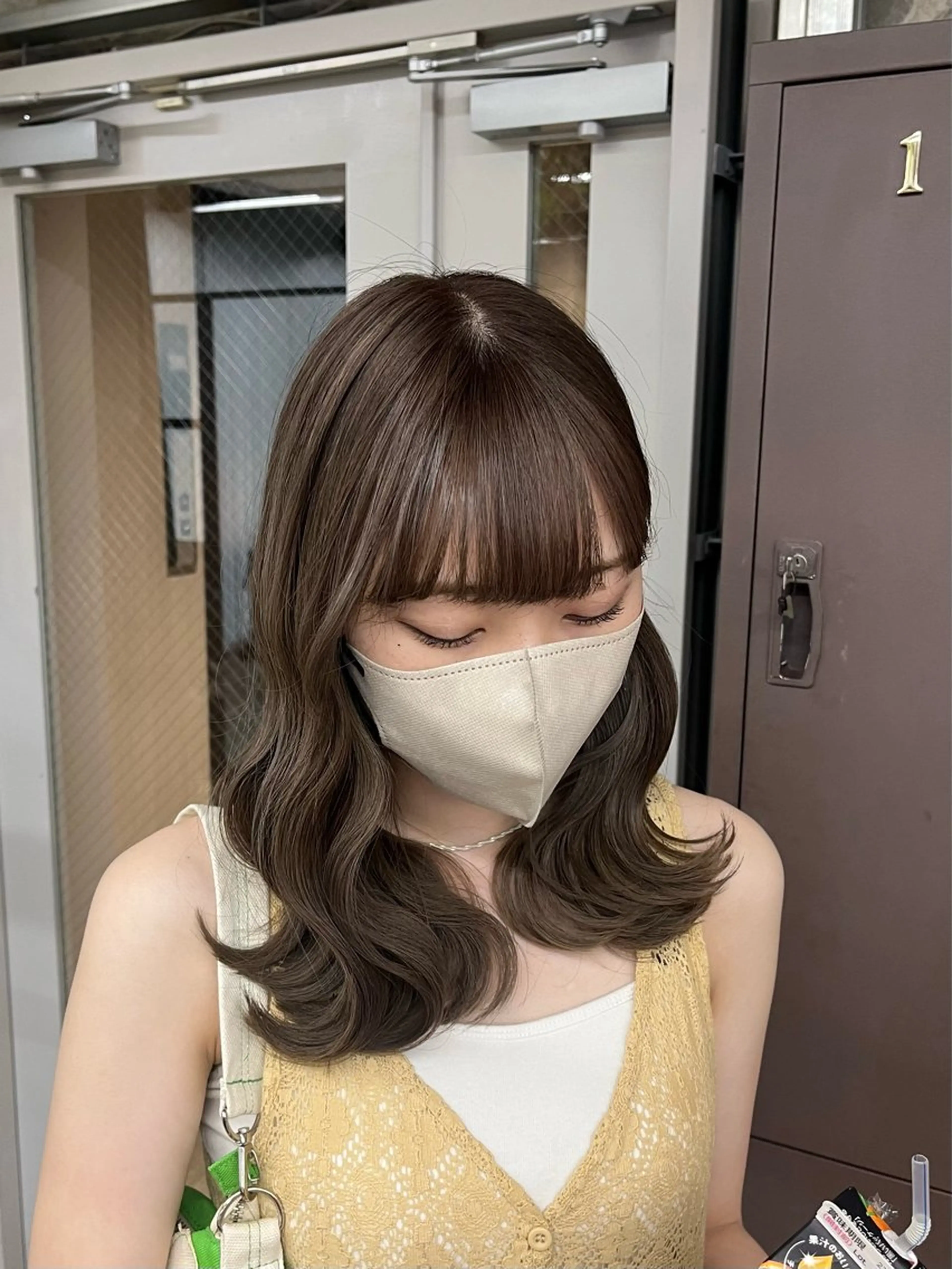 ミディアム ヘアカラー パーマ/オリーブ/ 酸性ストレート/ゆなのヘアスタイル