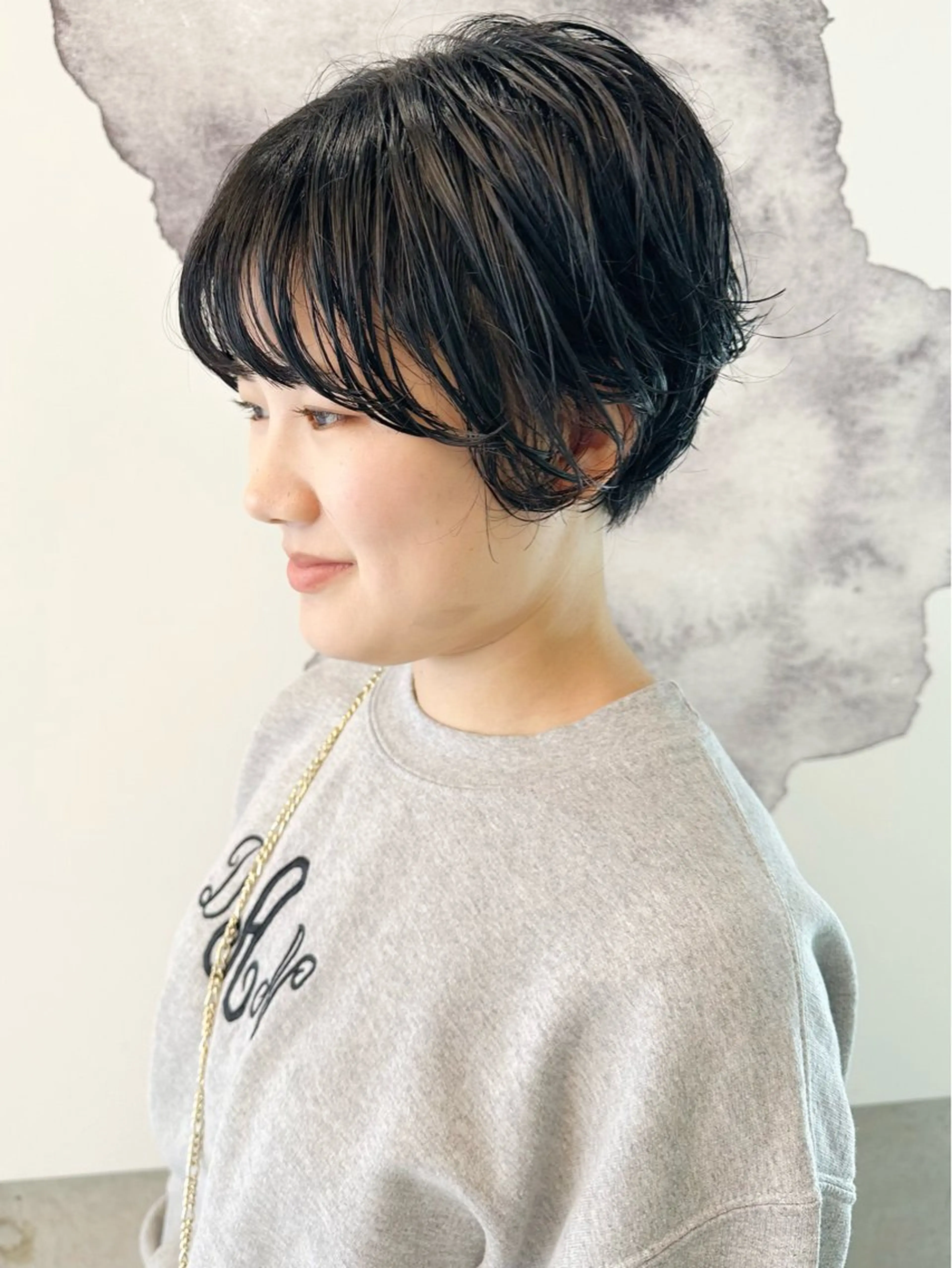 ショート パーマ 似合わせカット ショートヘア ニュアンスパーマ ストレートパーマ 園田あずさ/髪質改善 /透明感カラーのヘアスタイル