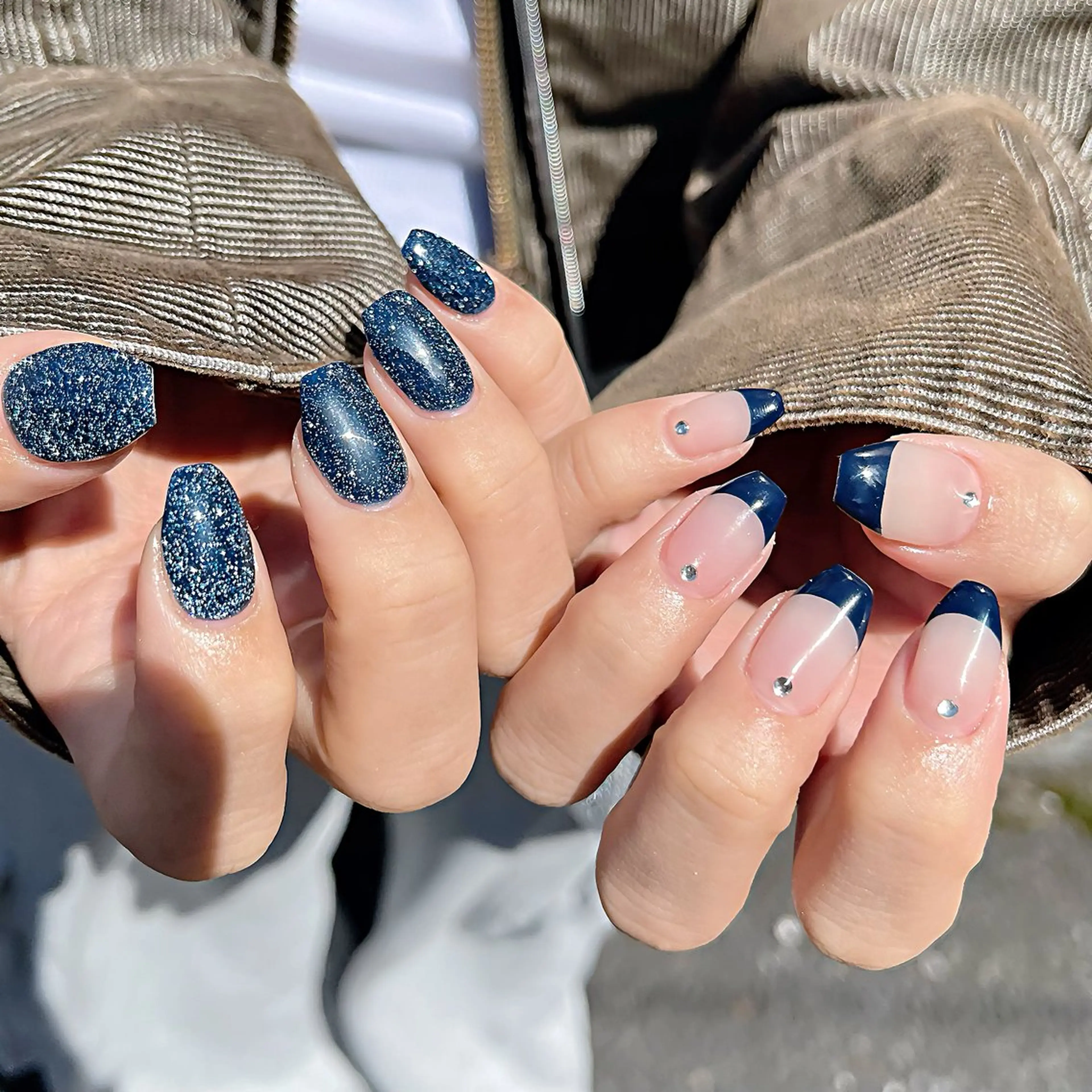 ネイル フラッシュネイル フレンチネイル ネイビー オフィスネイル ワンカラーネイル ハンドネイル 🫧OPELIA NAIL渋谷🫧のネイルデザイン