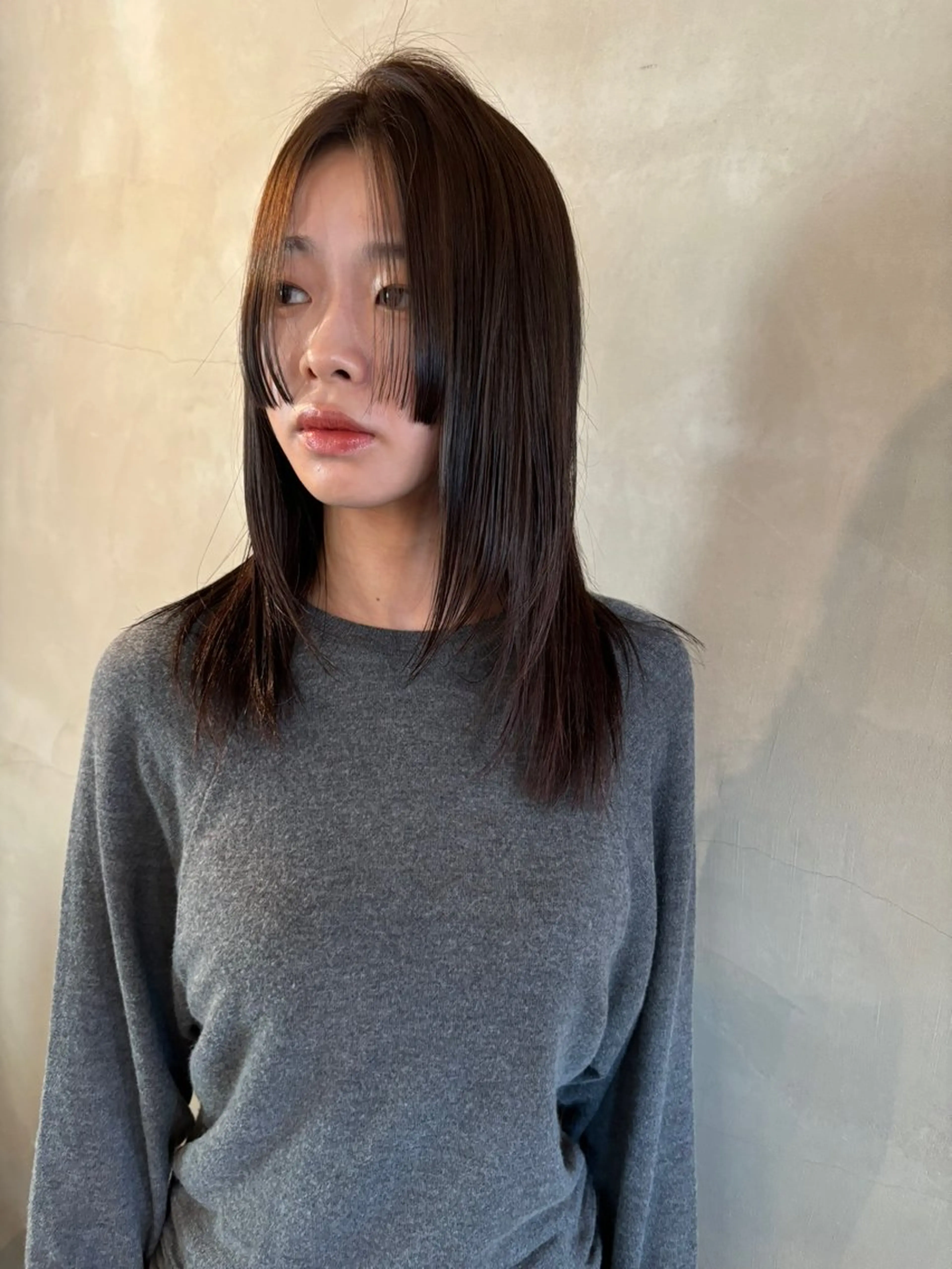 ミディアム ミディアムレイヤー 姫カット レイヤーカット 林　蓮／レイヤー /透明感カラーのヘアスタイル