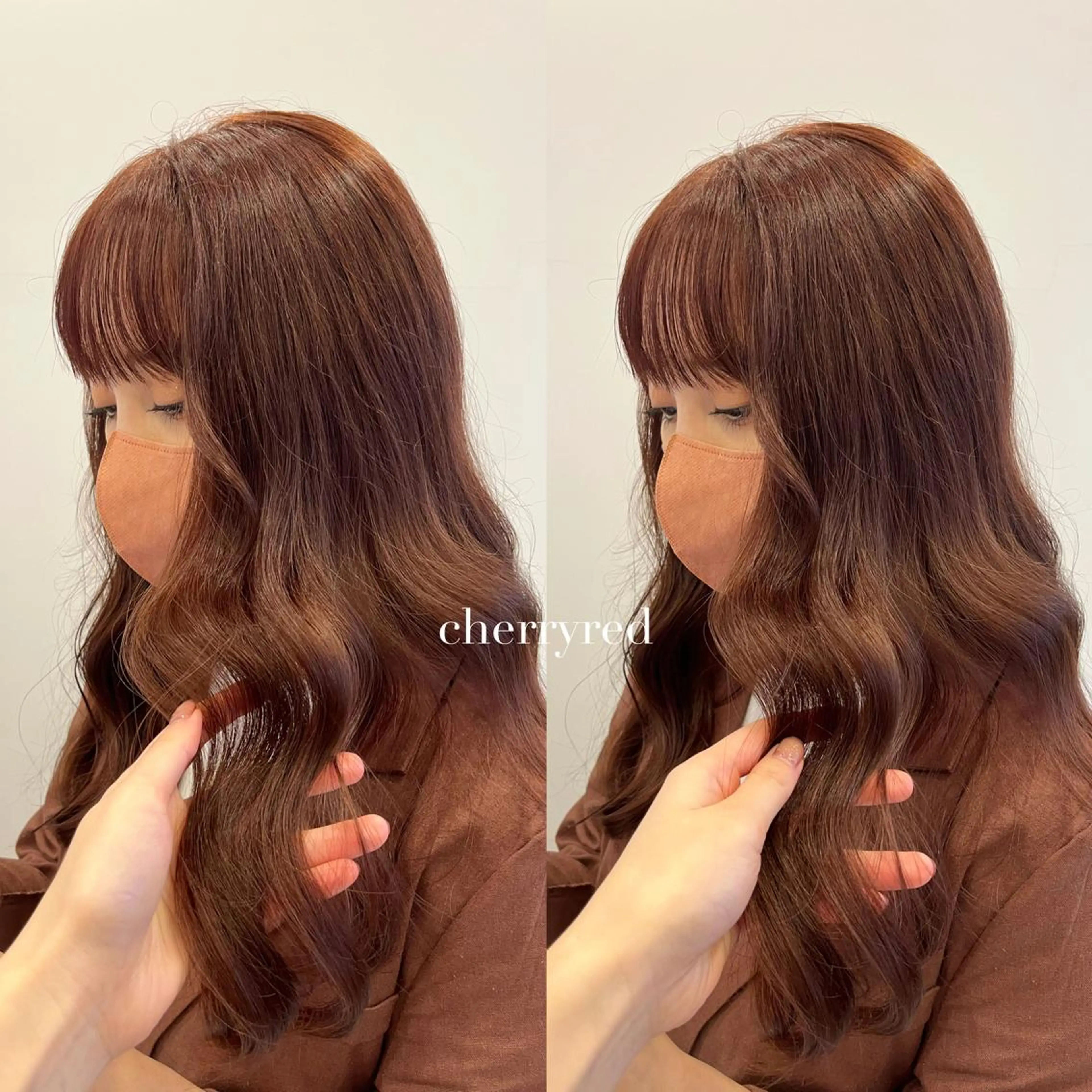 セミロング カラー レッドカラー ヘアカラー トリートメント haruka 🩶のヘアスタイル