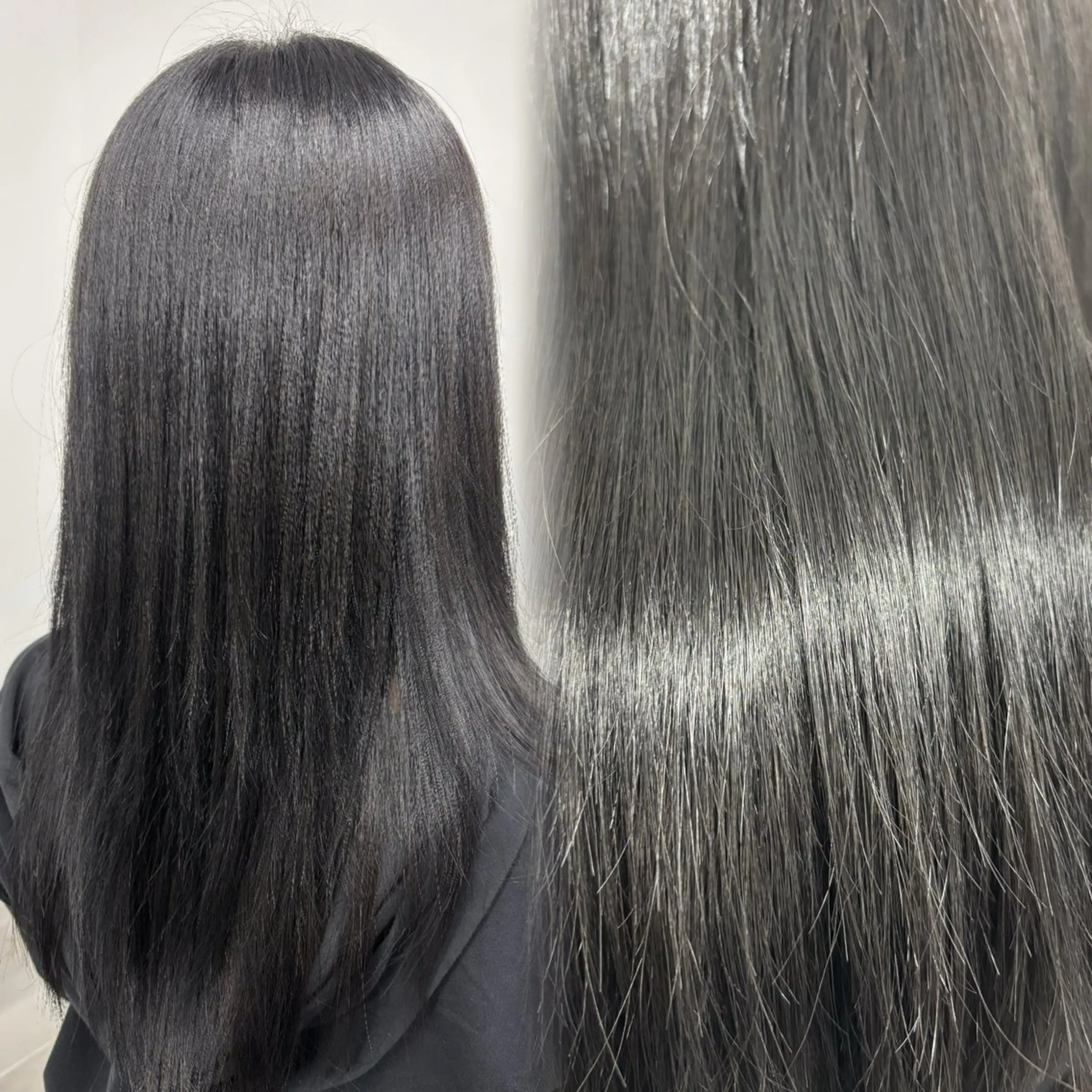 ロング カラー 黒髪 ブルーカラー ブルーブラック ヘアカラー 艶髪/韓国ヘア/ 透明感カラー/ トワのヘアスタイル
