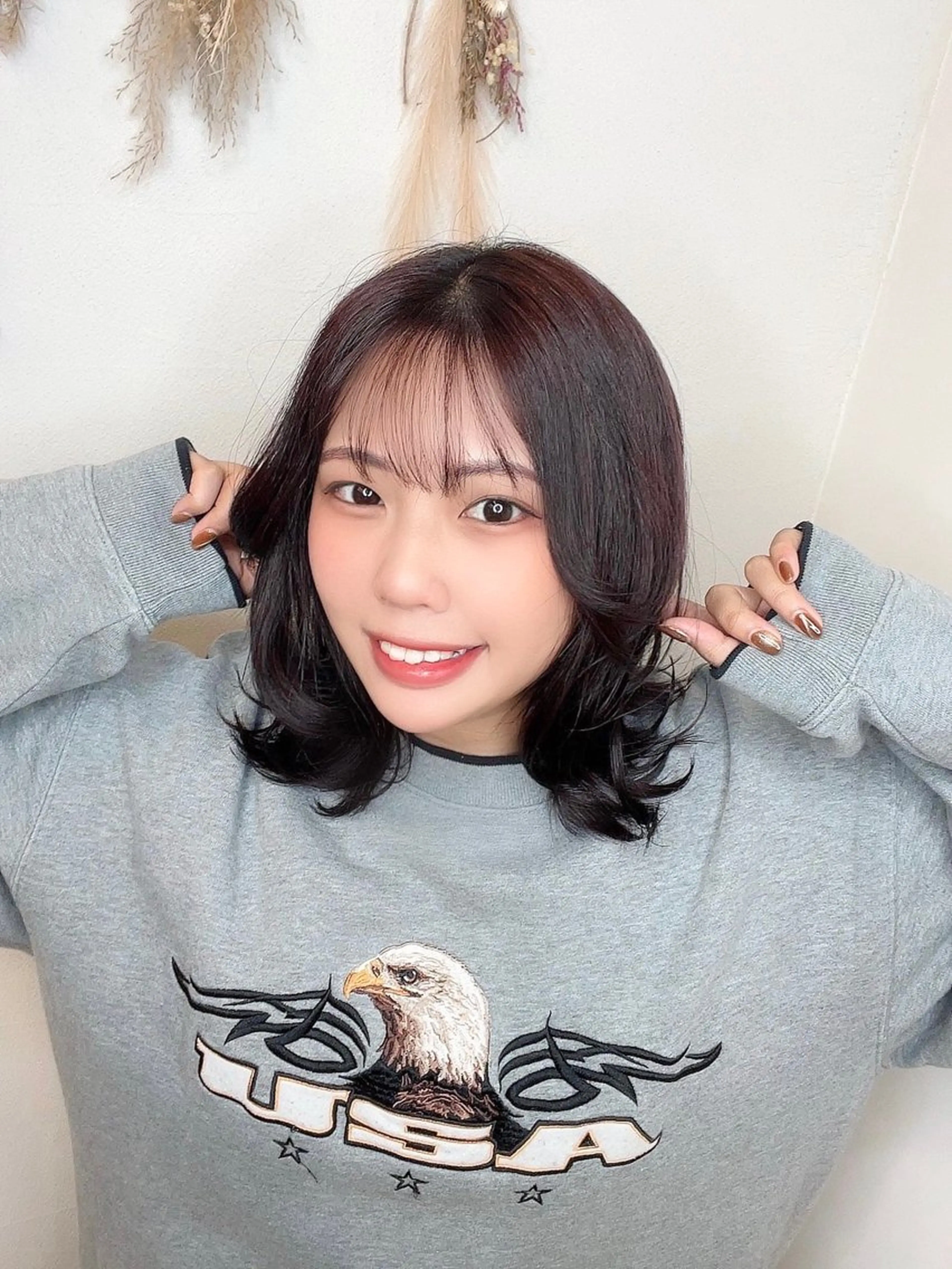 ミディアム カラー カット 縮毛矯正 トリートメント 🌿艶髪透明感 佐藤遥🌿のヘアスタイル