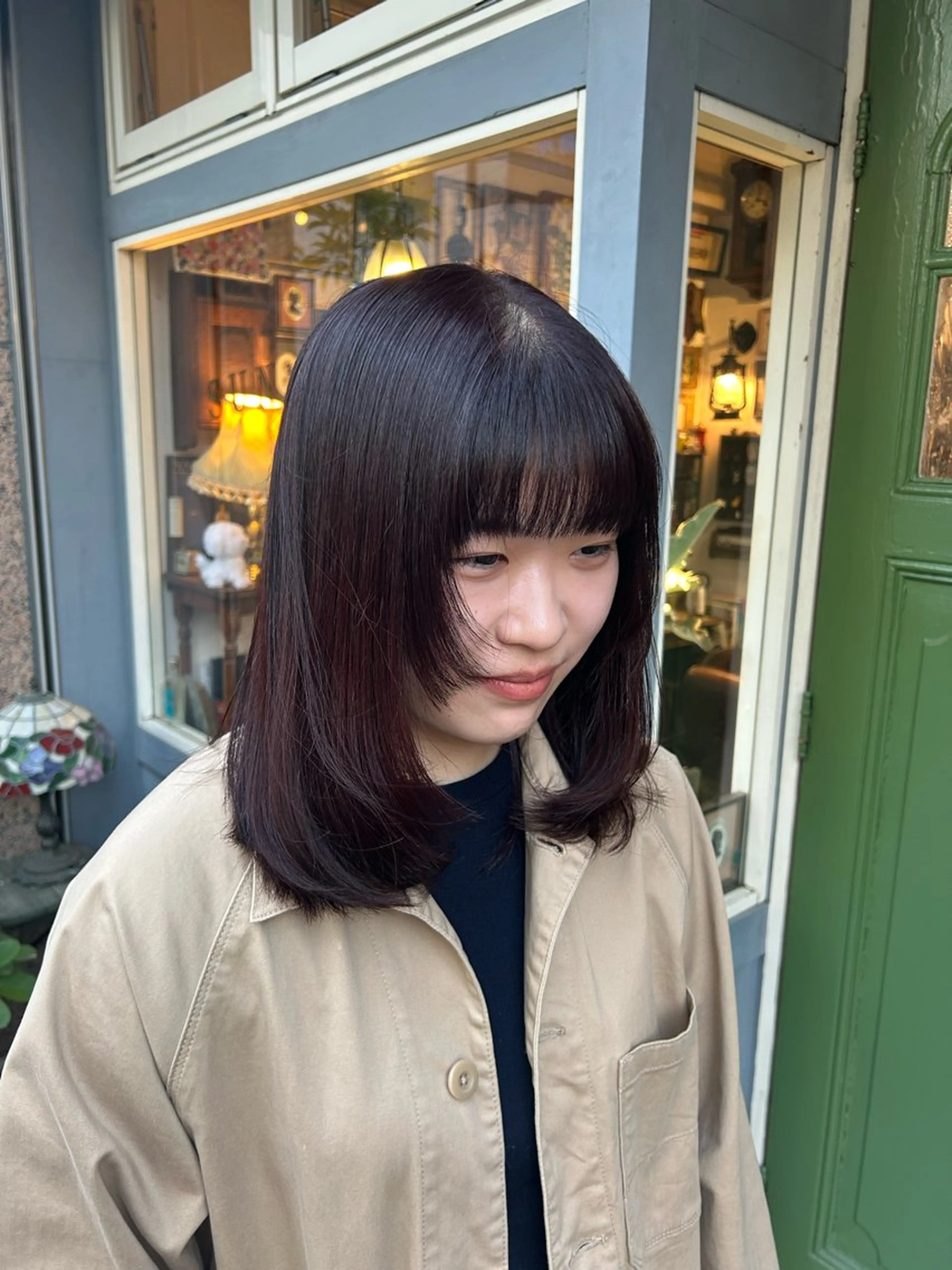 ミディアム カラー 顔まわりレイヤー レイヤーカット カット ヘアカラー ヘッドスパ 清水千優/パーマ/透 明感カラー/メンズのヘアスタイル