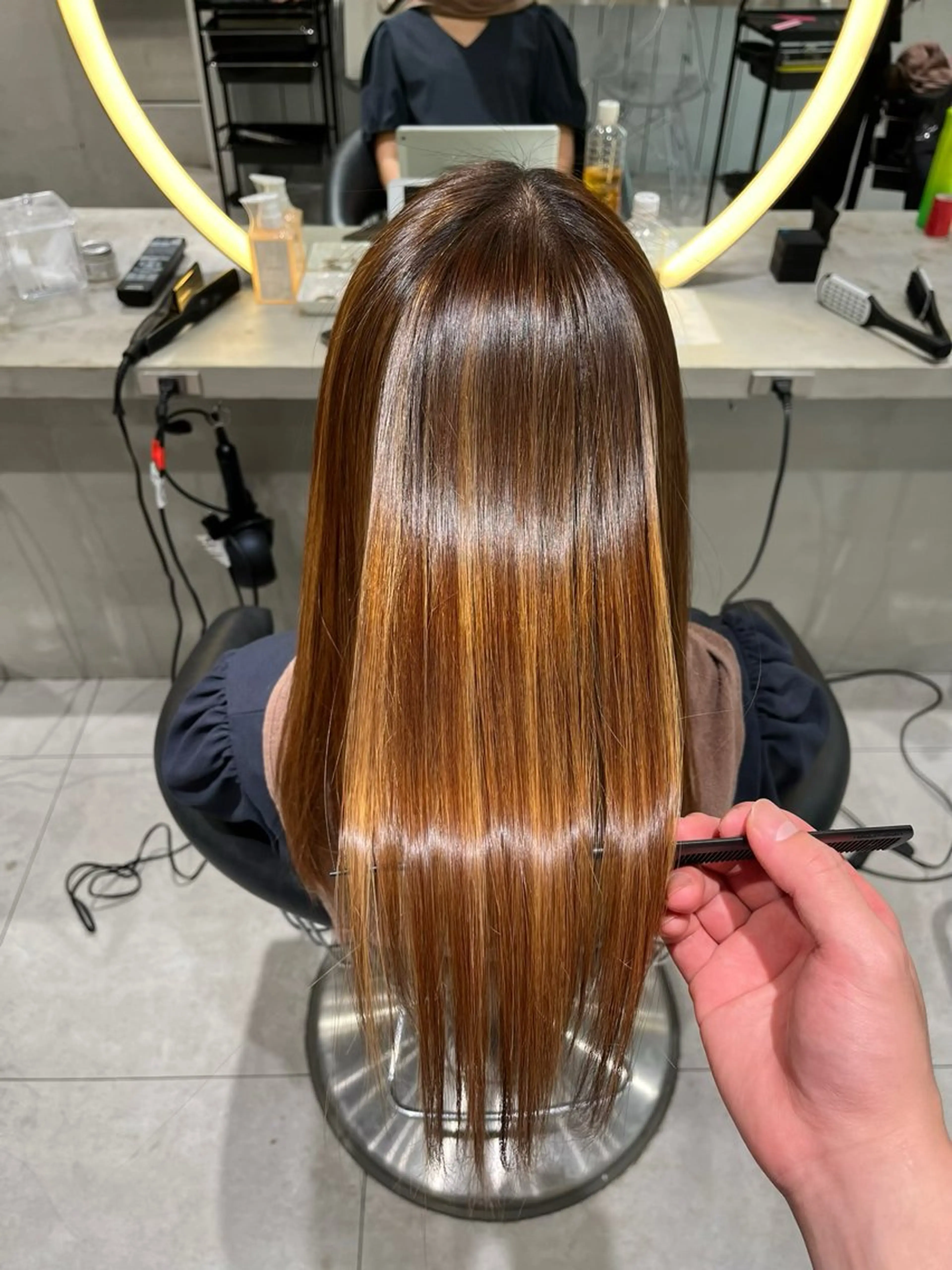 ミディアム ハイライト 縮毛矯正 縮毛矯正 Lond ulu /かのうのヘアスタイル