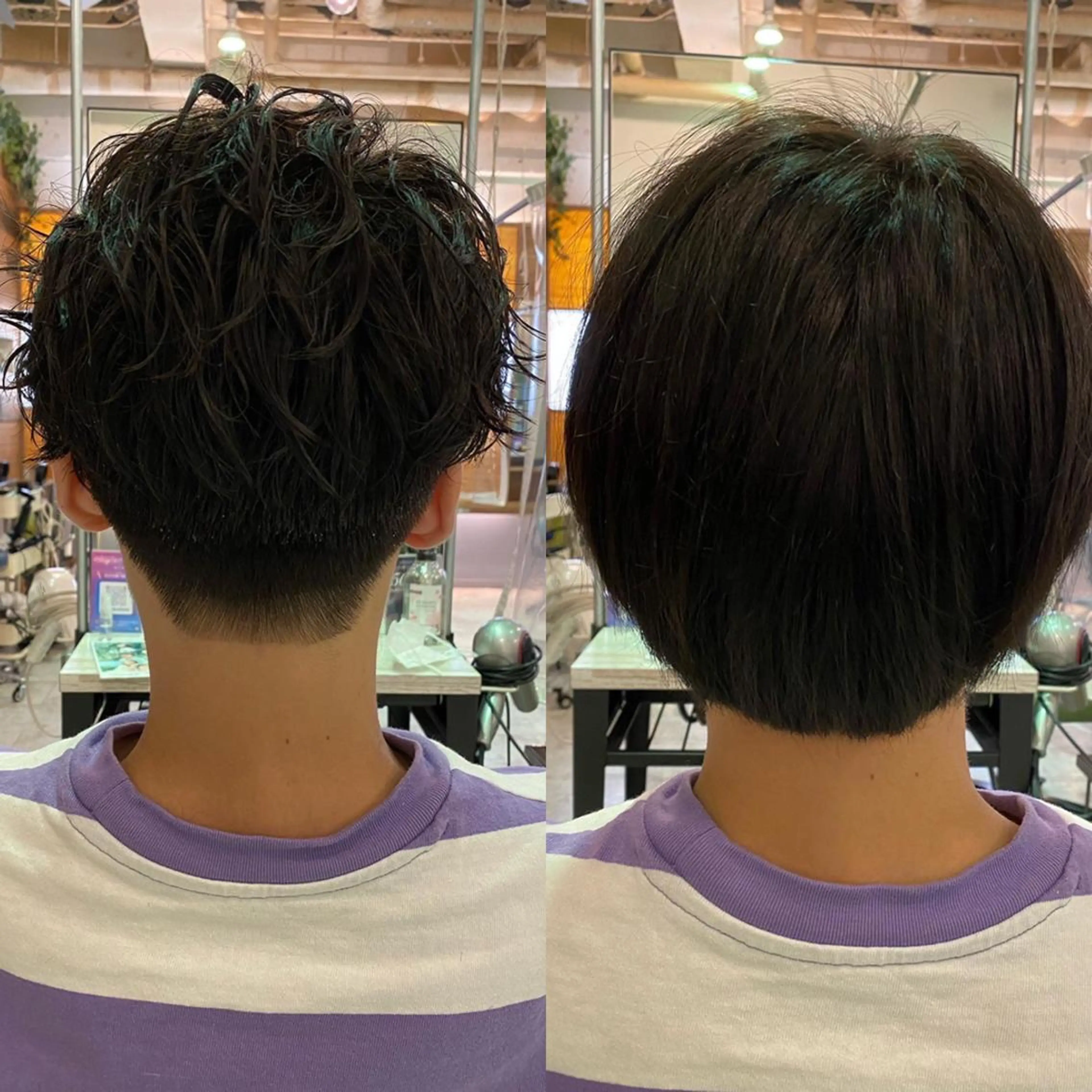 ショート パーマ メンズ アップバング 刈り上げ カット パーマ 佐々木 雪菜のヘアスタイル