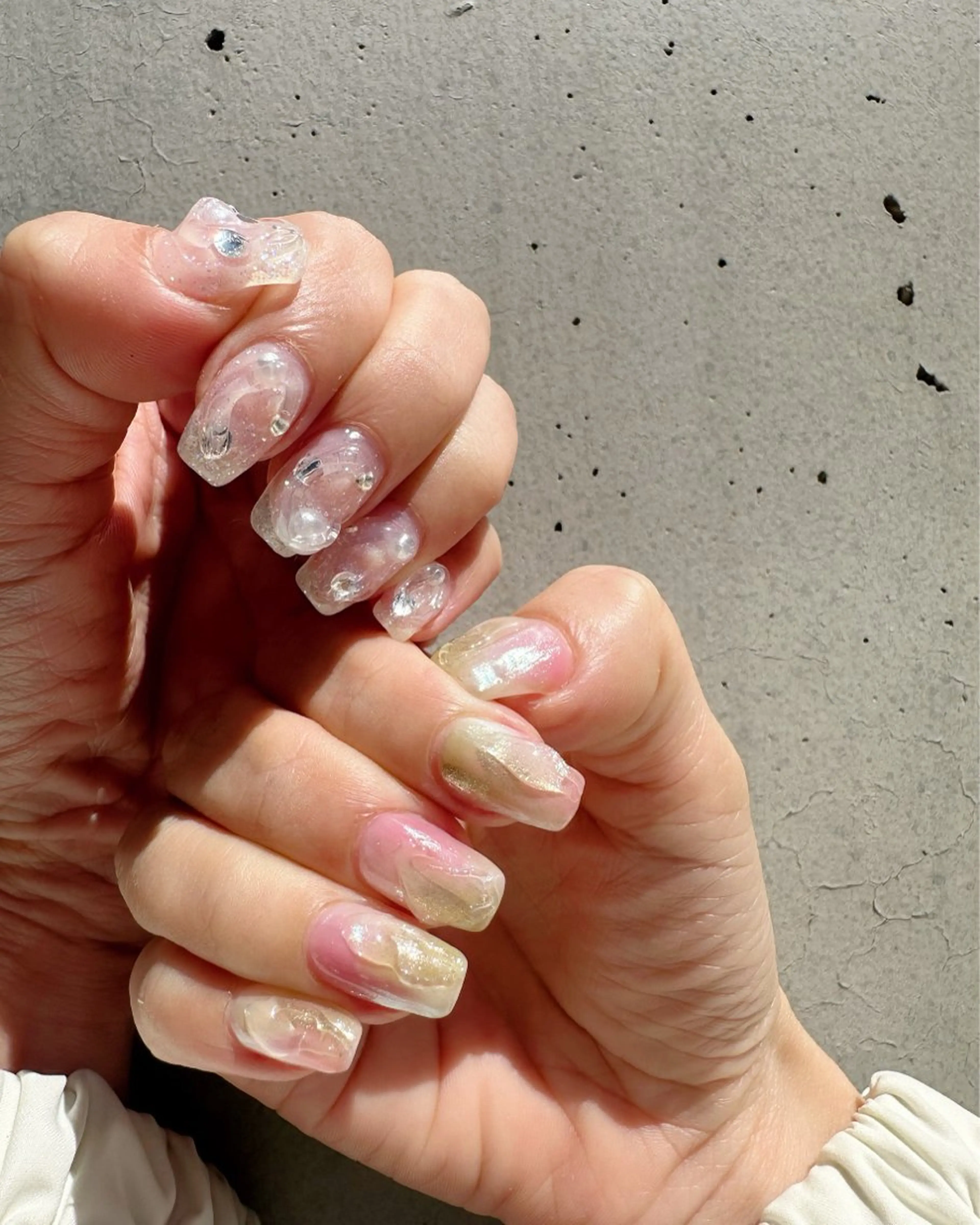 ネイル クリアネイル 氷ネイル・うるうるネイル キラキラネイル 韓国ネイル ミラーネイル 🪞KAPE NAIL 🪞のネイルデザイン