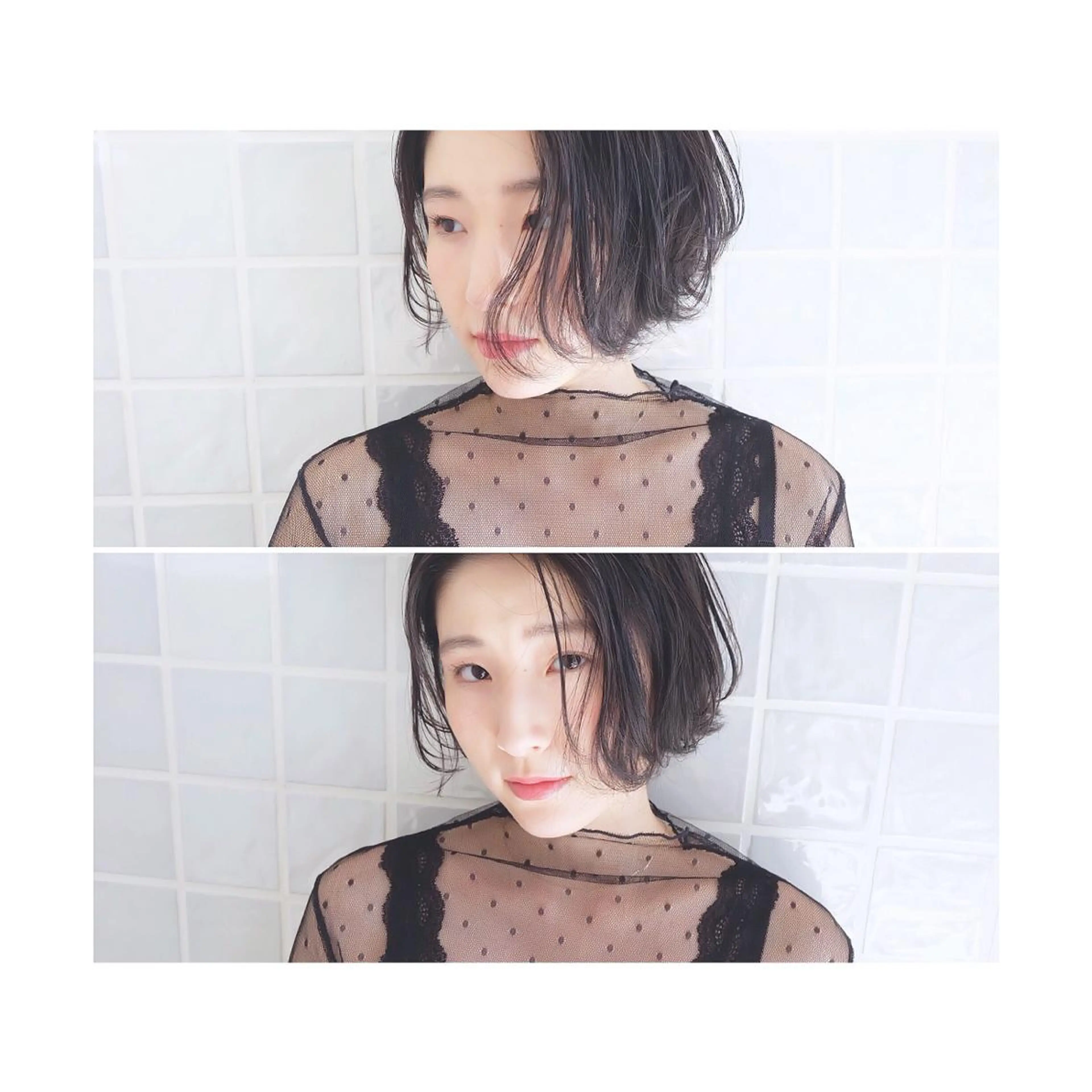 ショート カラー ヘアアレンジ レイヤー/ラベンダー オージュア/枝元唯のヘアスタイル