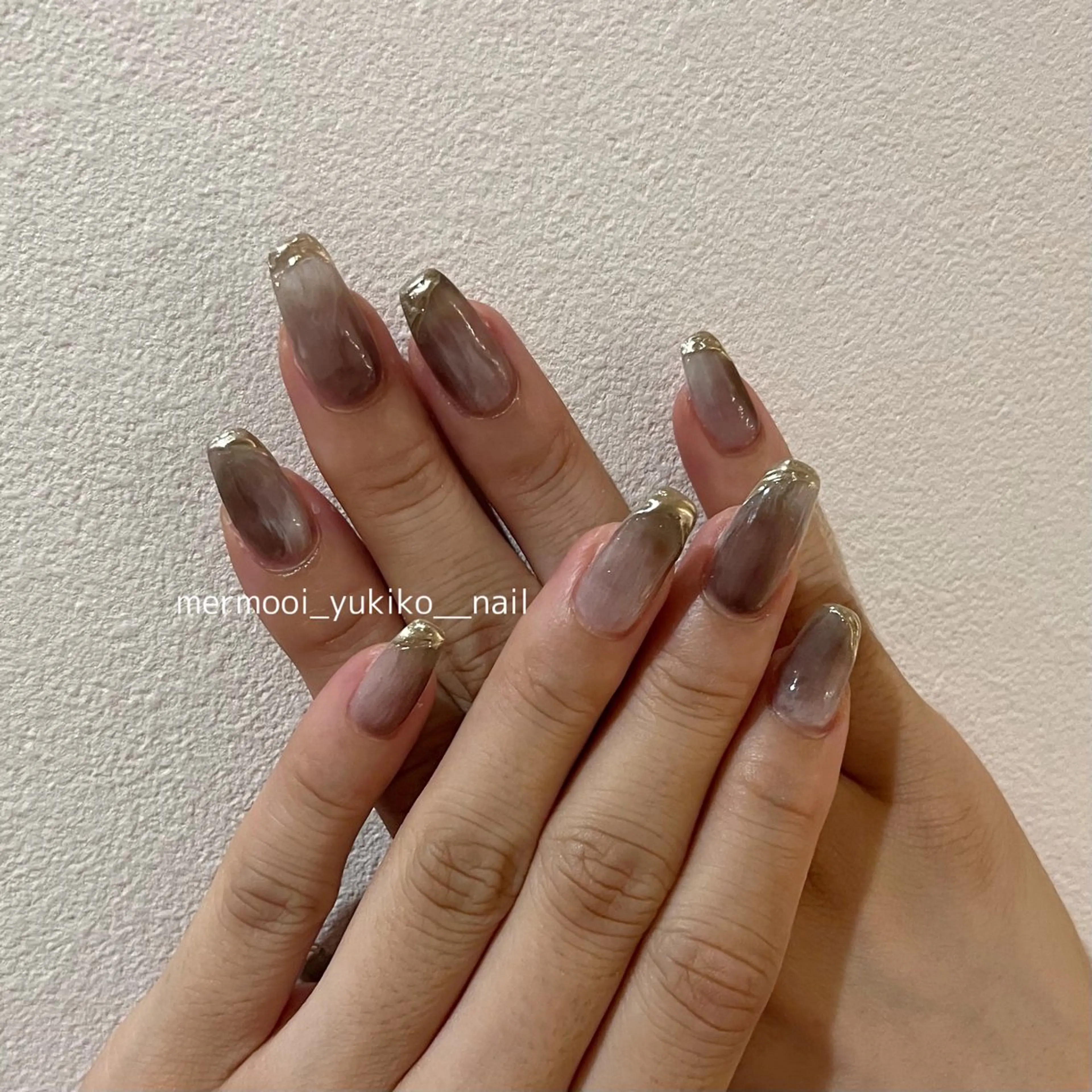 ネイル フレンチネイル 大理石ネイル(マーブル) ミラーネイル ニュアンスネイル ハンドネイル melu所属・melu yukikoのネイルデザイン