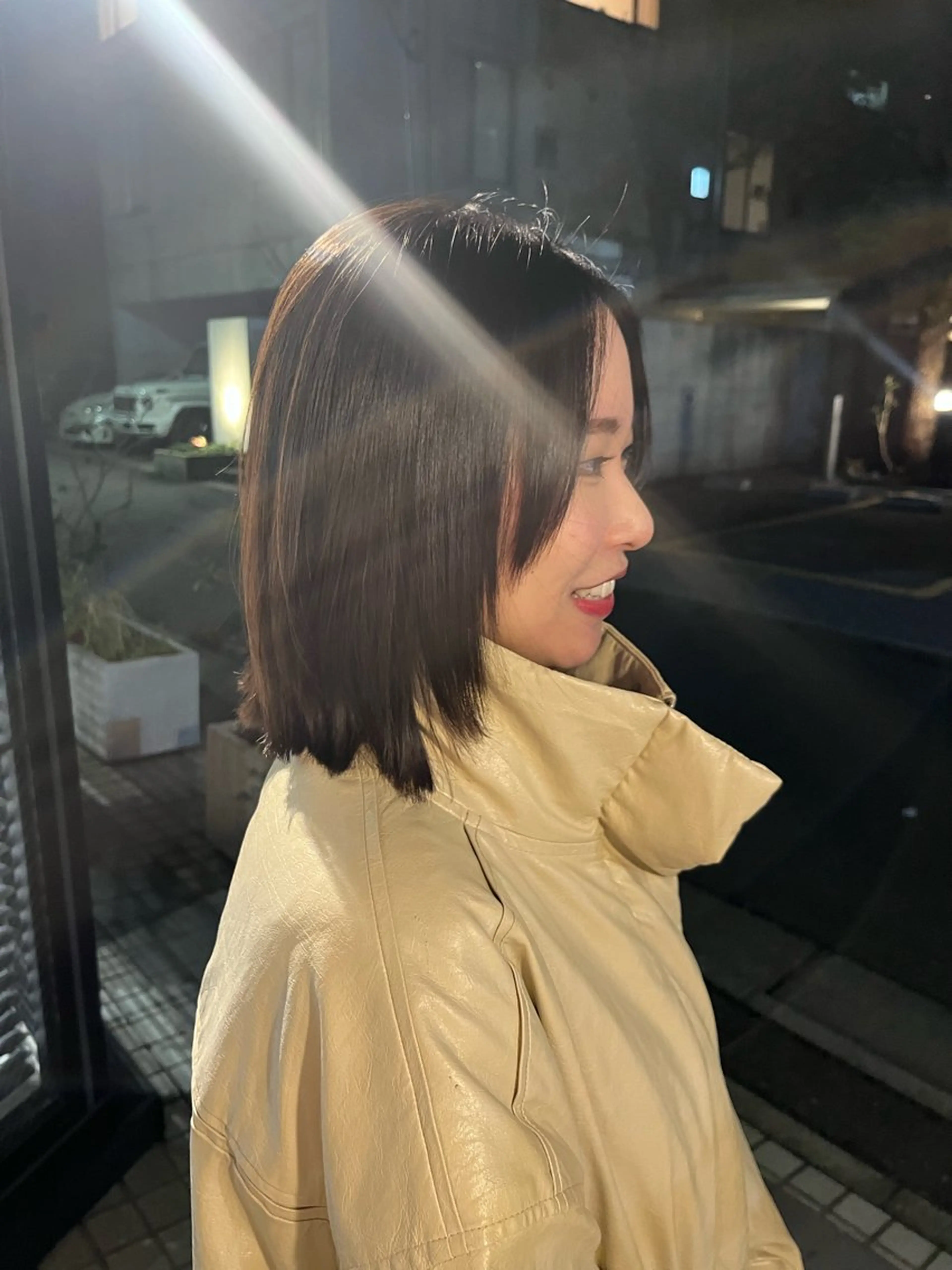 ミディアム ボブ レイヤーカット ナミ🩶暗髪/暖色 ❤️/透明感/縮毛のヘアスタイル