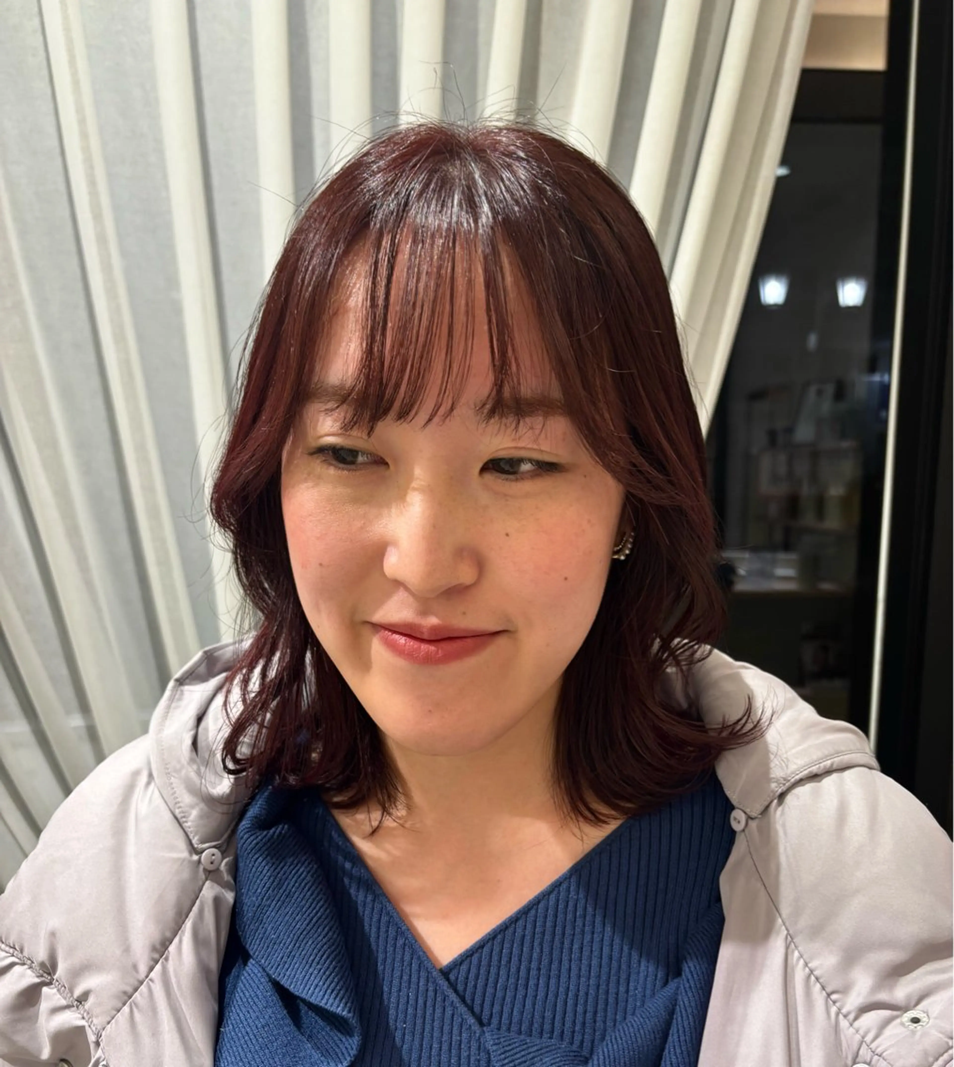 カラー ブラウンカラー ピンクカラー 辻村 彩華のヘアスタイル