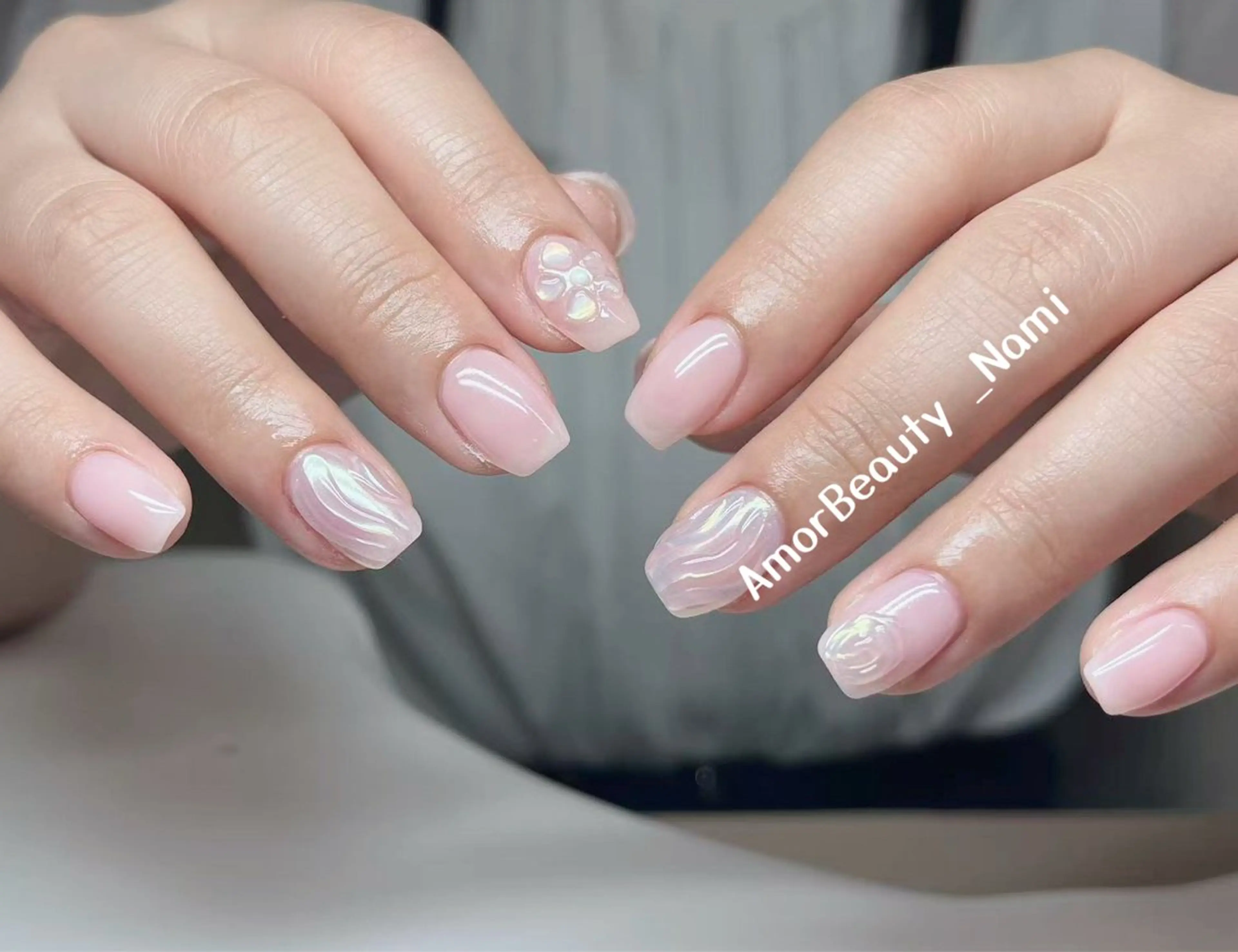 ネイル ハンドネイル AmorBeauty 長さだしのネイルデザイン