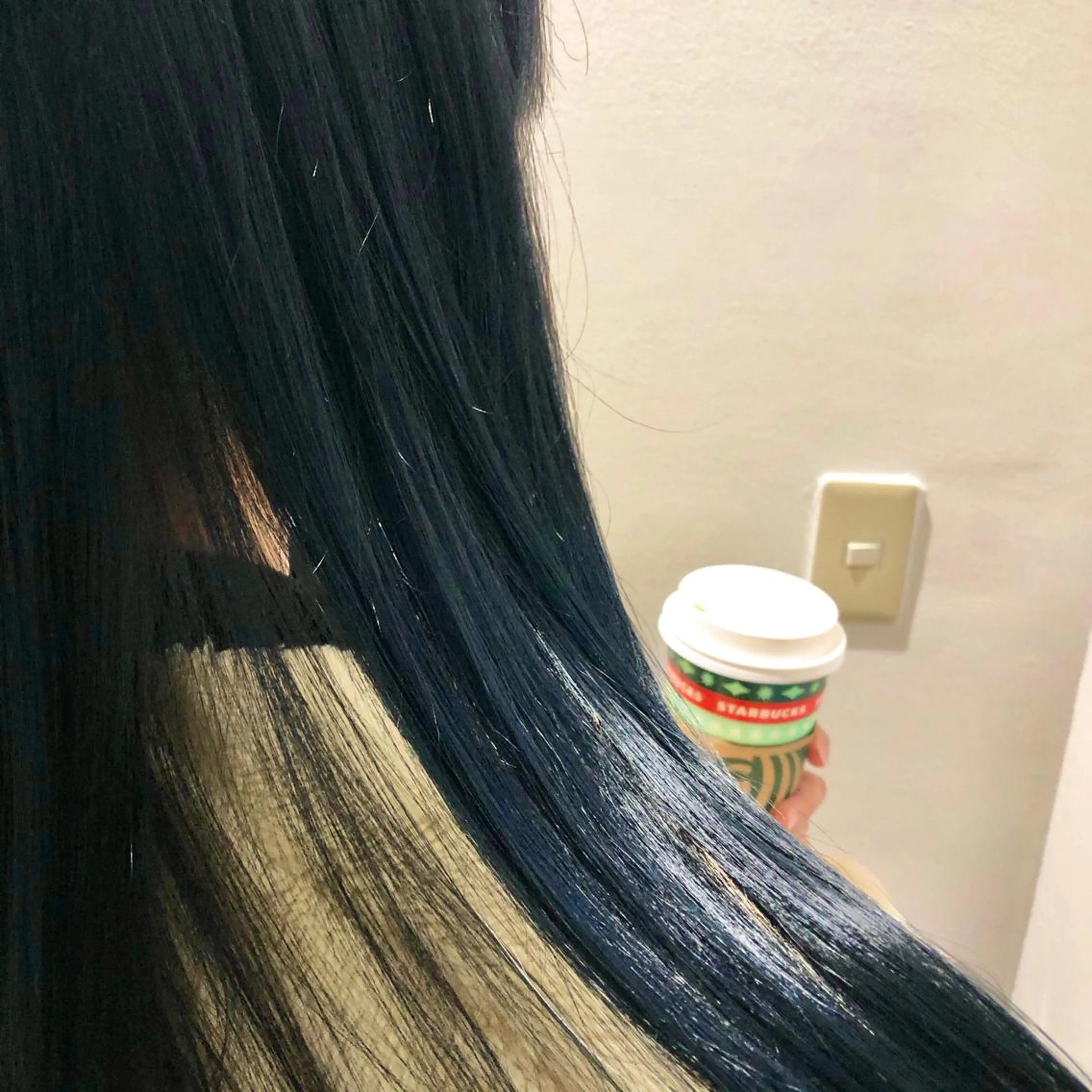 ロング カラー ヘアアレンジ 黒髪 ブルーカラー ブルーブラック 🤍韓国レイヤー/ 清楚系🤍拓朗のヘアスタイル