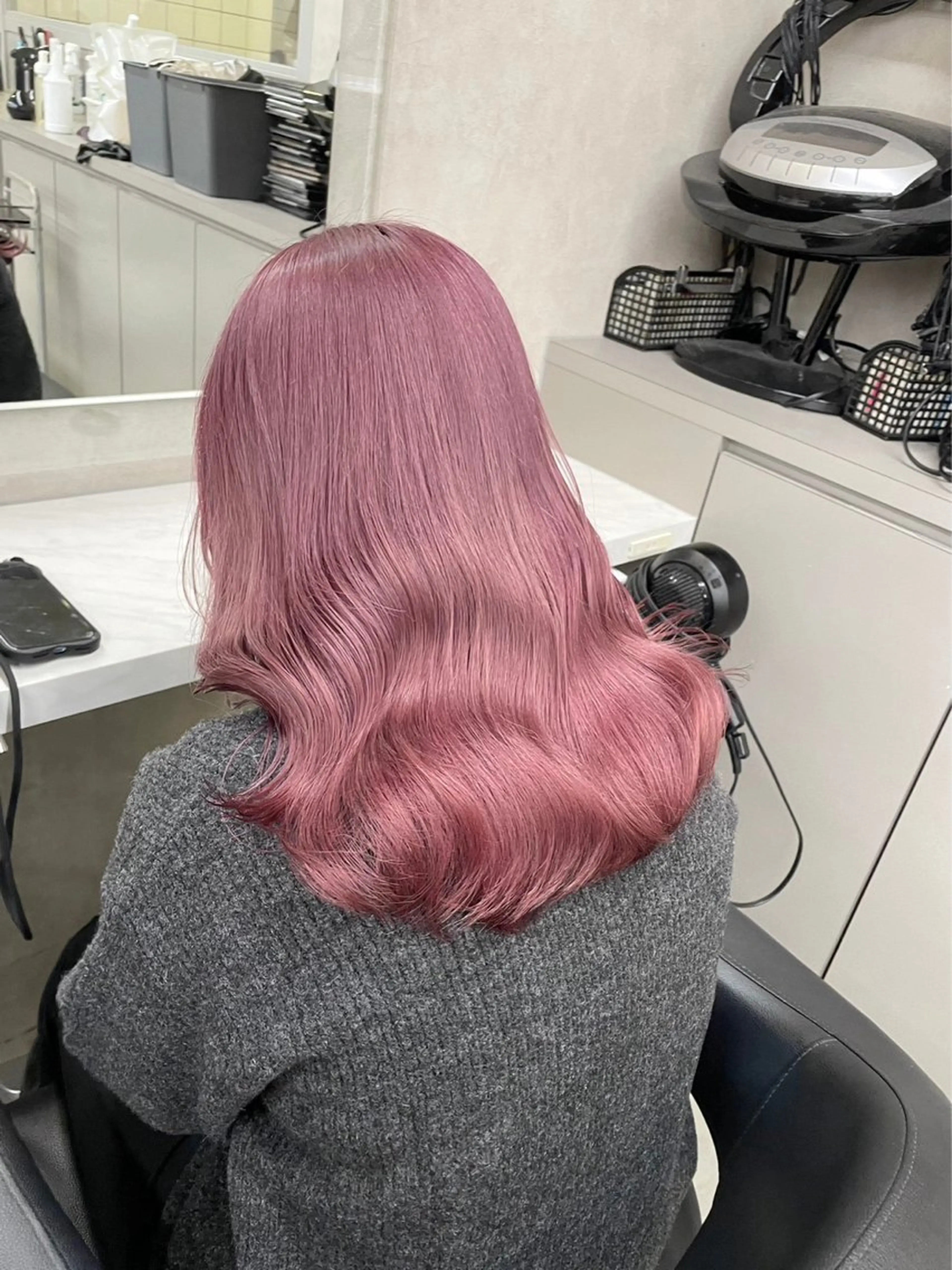 セミロング カラー ヘアアレンジ ピンクカラー シアーピンク ヘアカラー トリートメント ヘアセット 🎀Girly艶髪 暖色🎀Harukaのヘアスタイル