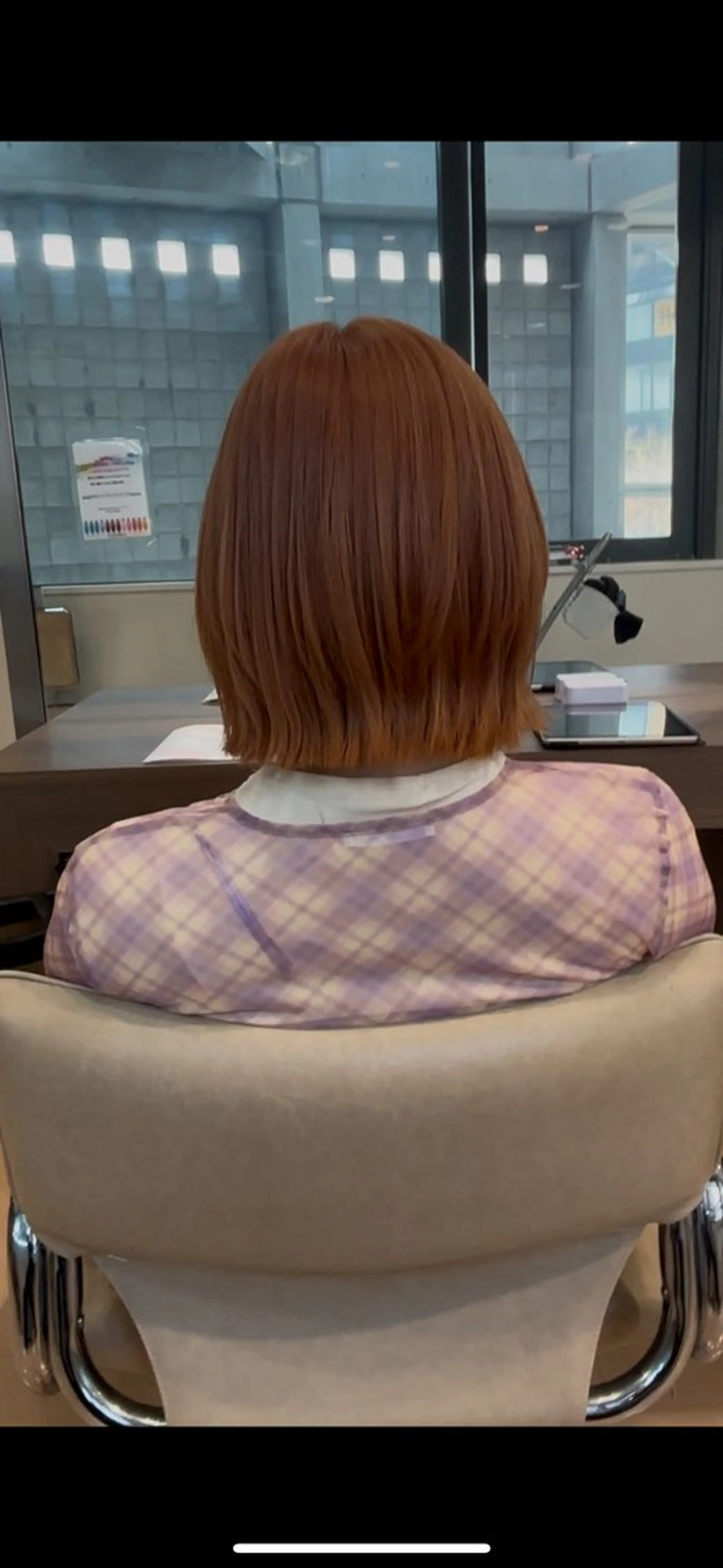ショート カラー ボブレイヤー ブリーチ オレンジ オレンジピンク ピンクカラー ✨ケアブリーチカラー ✨️透明感カラーのヘアスタイル