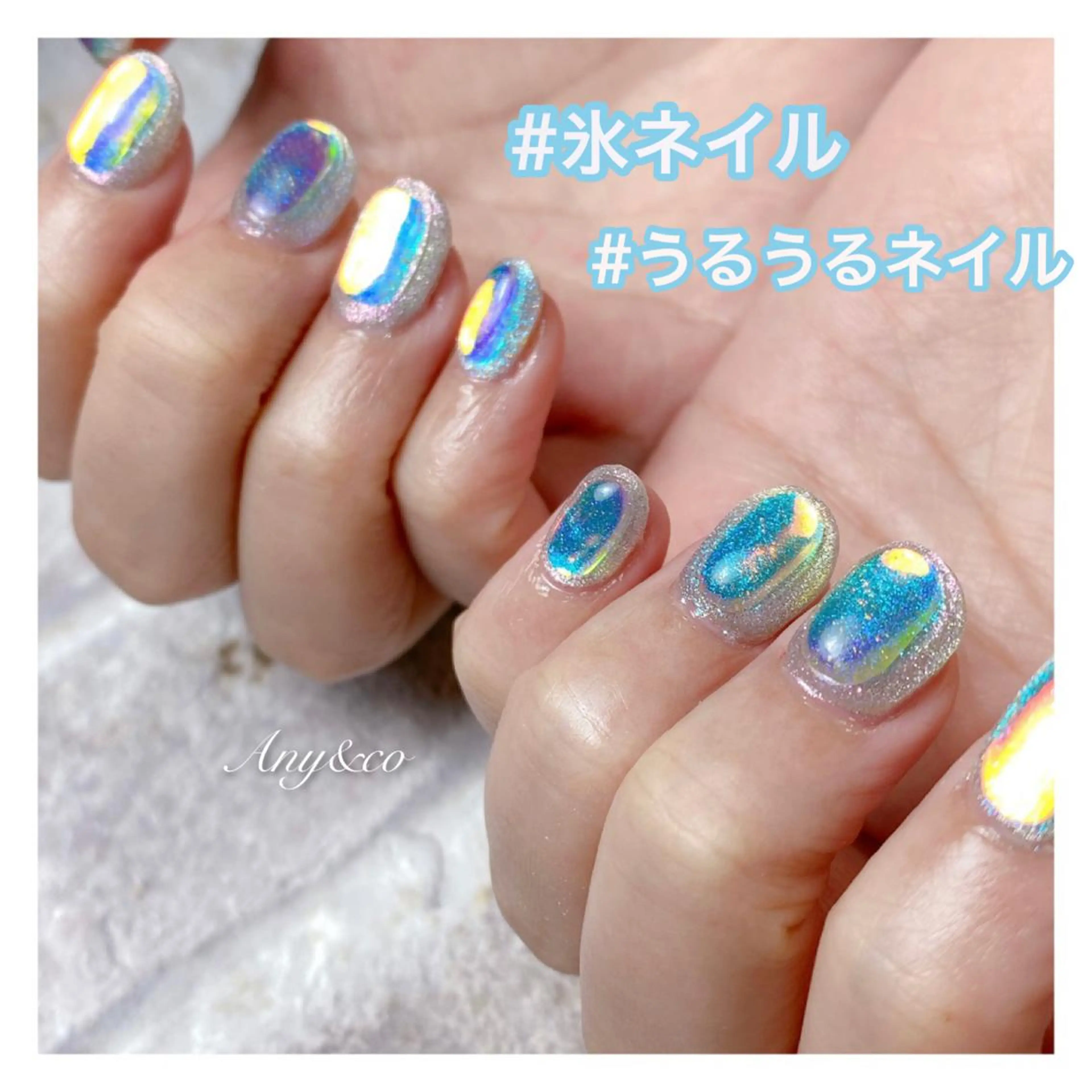 ネイル 氷ネイル・うるうるネイル マグネットネイル ハンドネイル Any&co 【エニコ】のマツエク・マツパデザイン