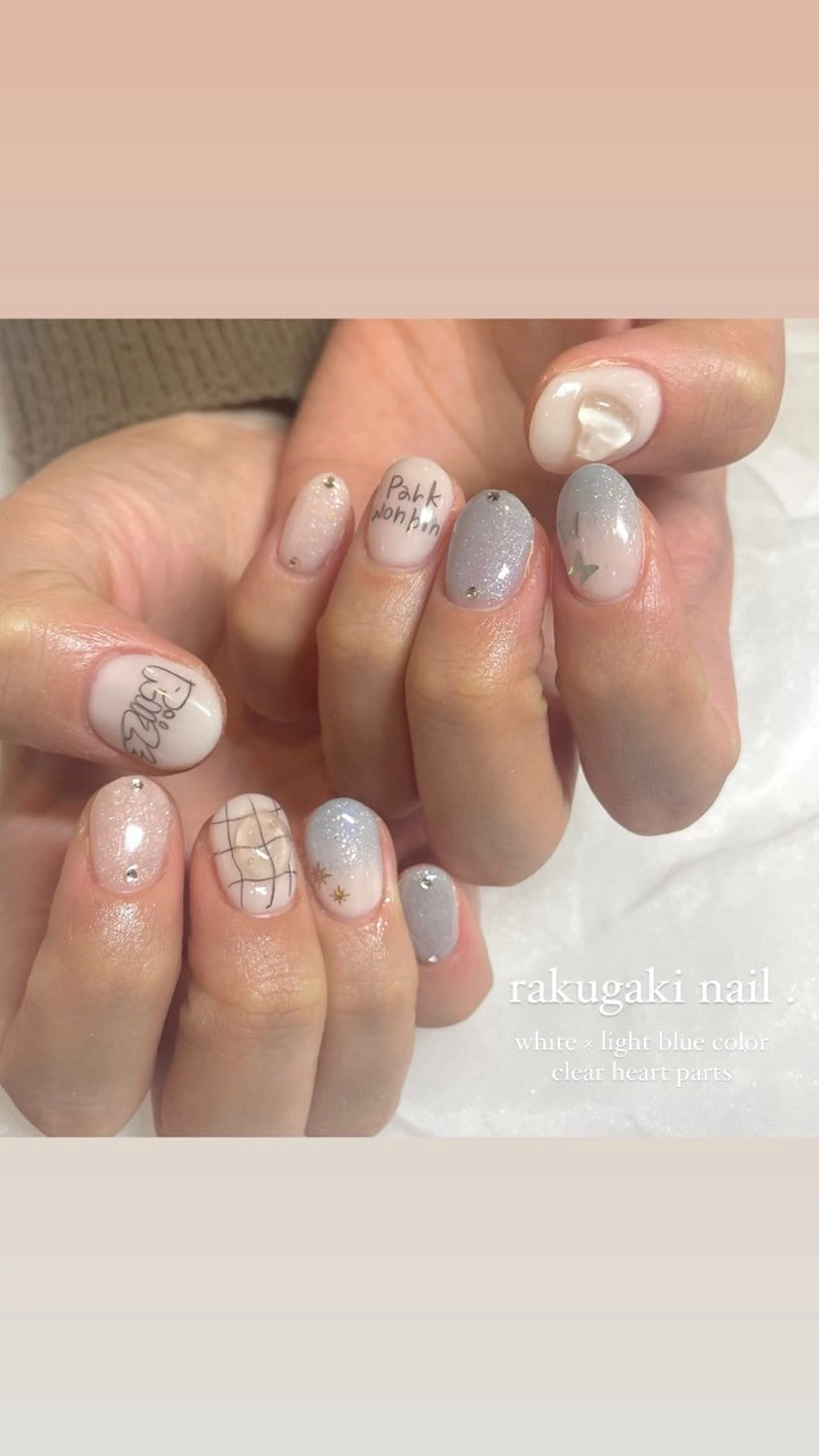 ネイル ハンドネイル 淡色ネイル 🎀moeのネイルデザイン