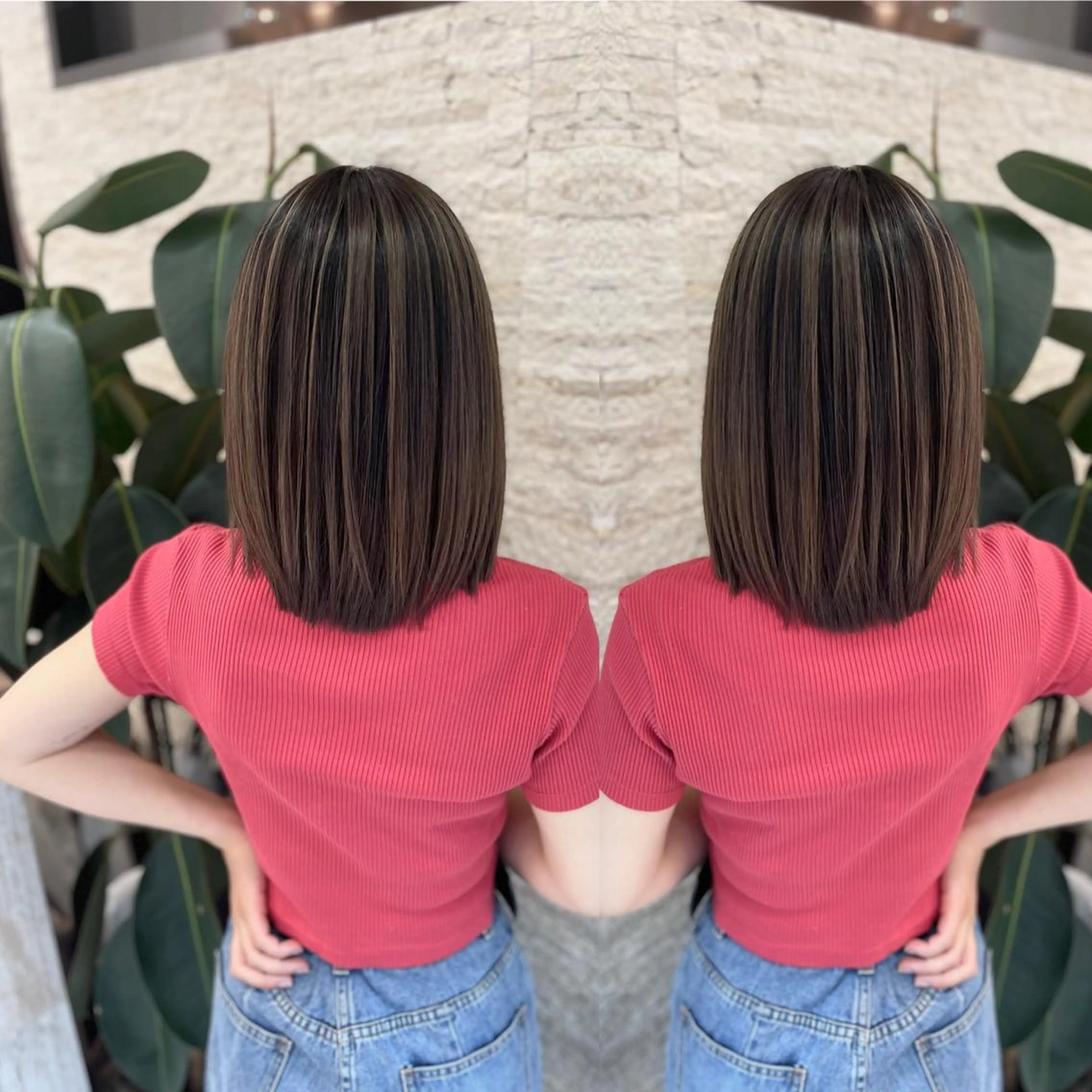 ミディアム カット ヘアカラー Y Uのヘアスタイル