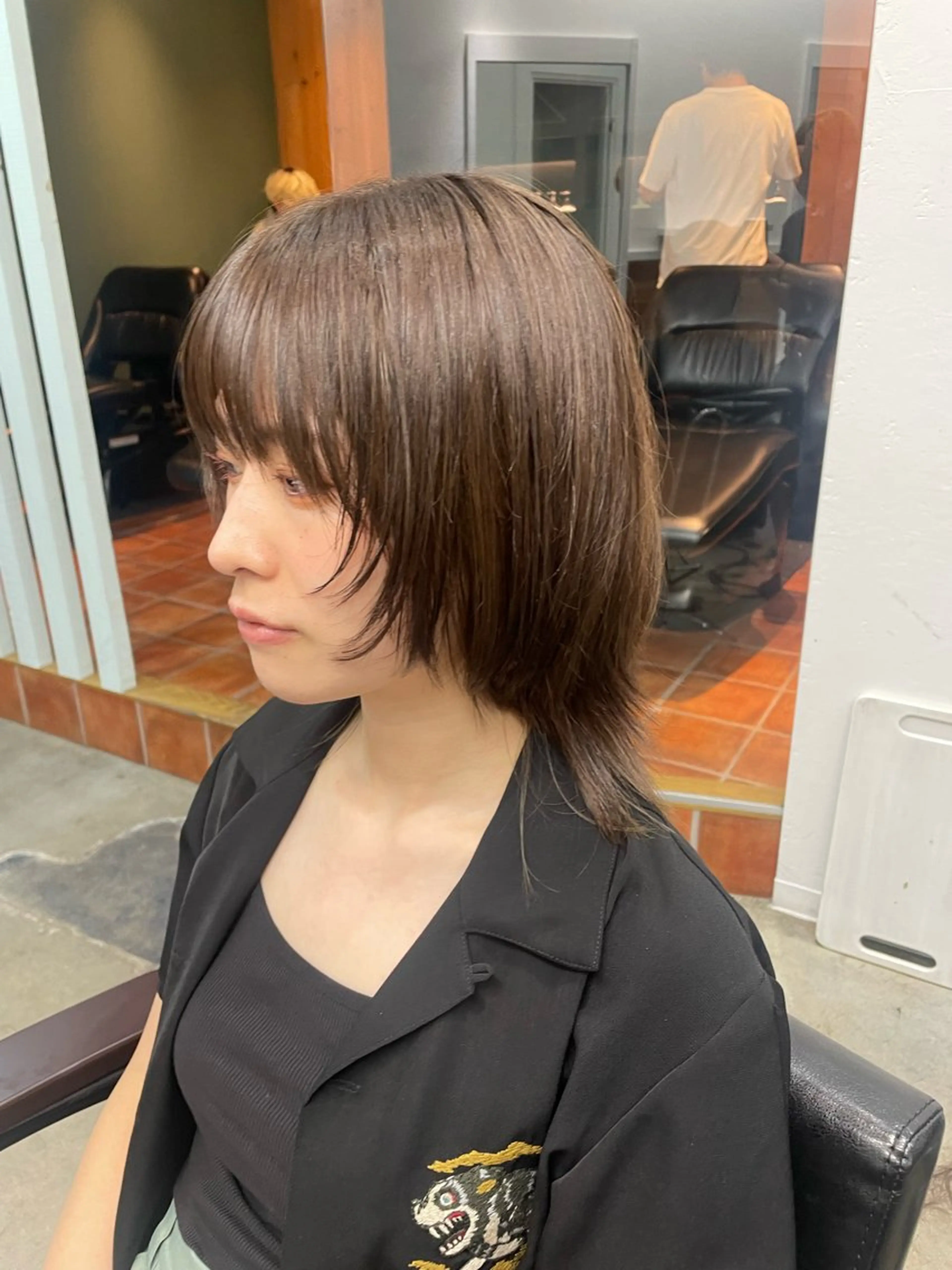 ミディアム カラー 透明感カラー デザインカラー ウルフカット RIN／韓国ヘア レイヤーカットのヘアスタイル