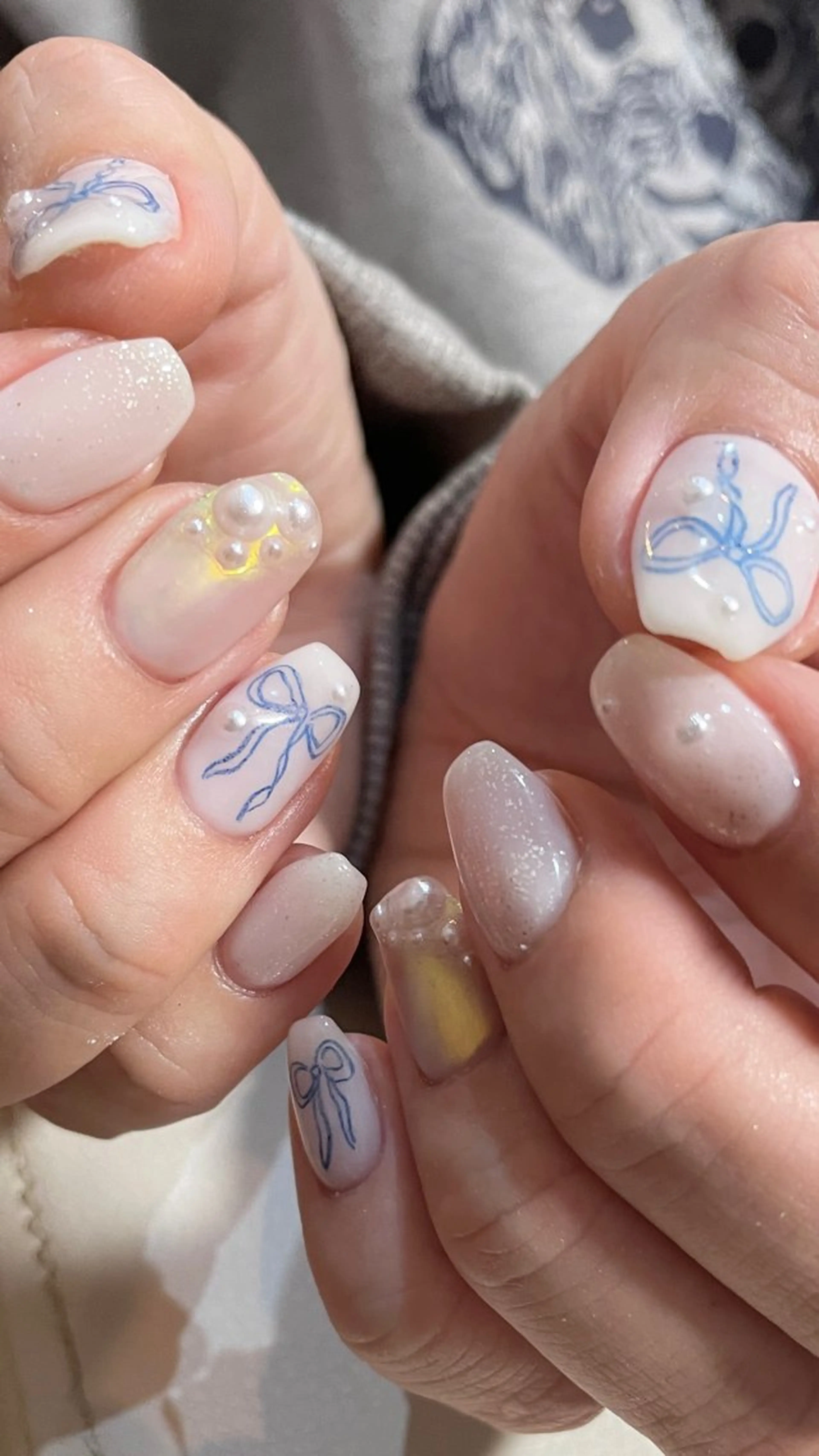 ネイル オーロラネイル キラキラネイル 韓国ネイル オフィスネイル リボン ハンドネイル acs.n所属・ネイル，耳つぼ 風間すみれのその他イメージ