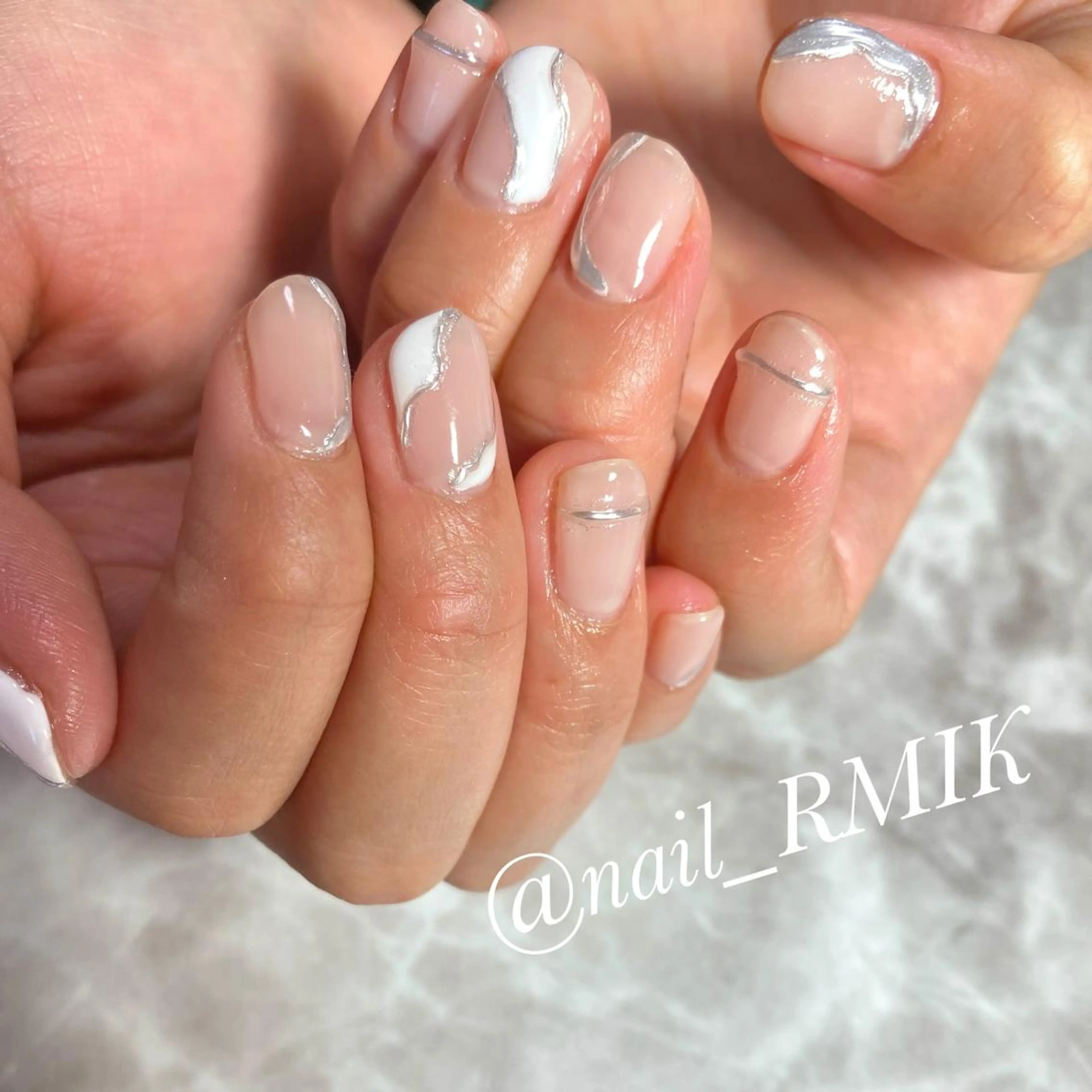 ネイル クリアネイル ジェルネイル ミラーネイル ニュアンスネイル ハンドネイル nailsalon RMIKのネイルデザイン