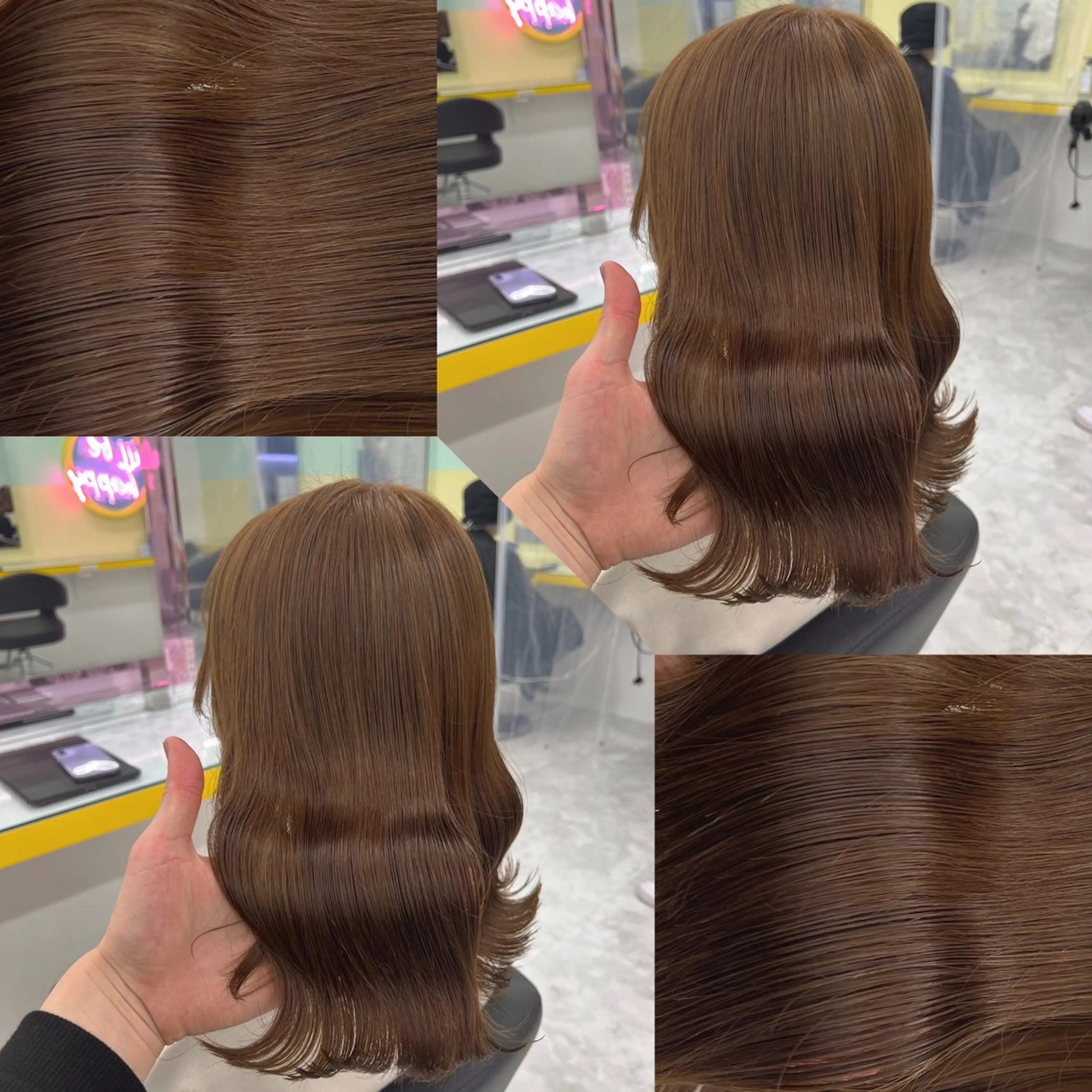 セミロング カラー ヘアカラー トリートメント ヘッドスパ ヘアセット 韓国風ベージュ🤎 赤みなし🌿横浜🤎のヘアスタイル