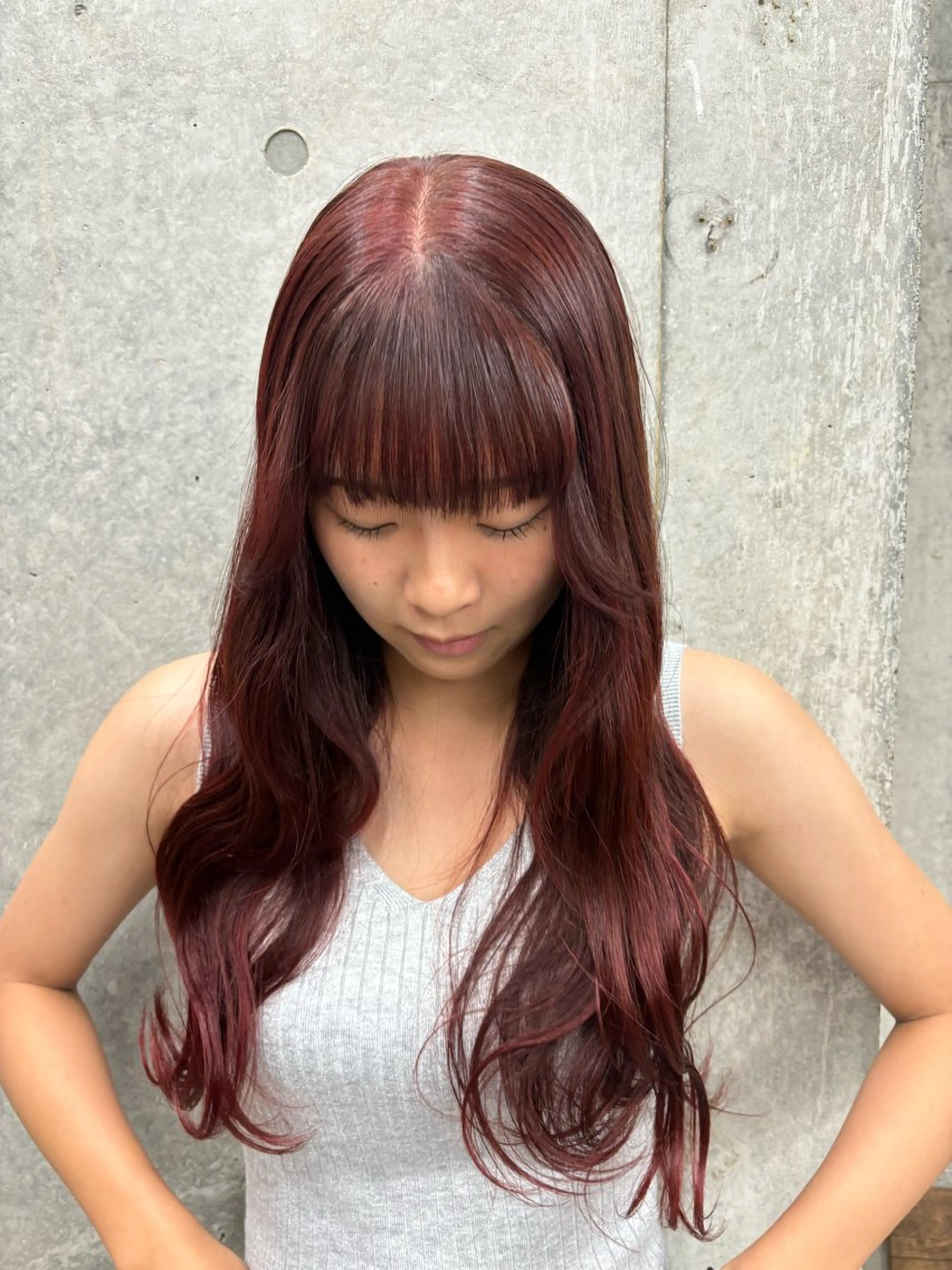 ロング カラー ブリーチ ブラウンカラー ブリーチなしカラー ピンクカラー ピンクブラウン ヘアカラー トリートメント 巻ける縮毛矯正🌸 勝倉　麗のヘアスタイル
