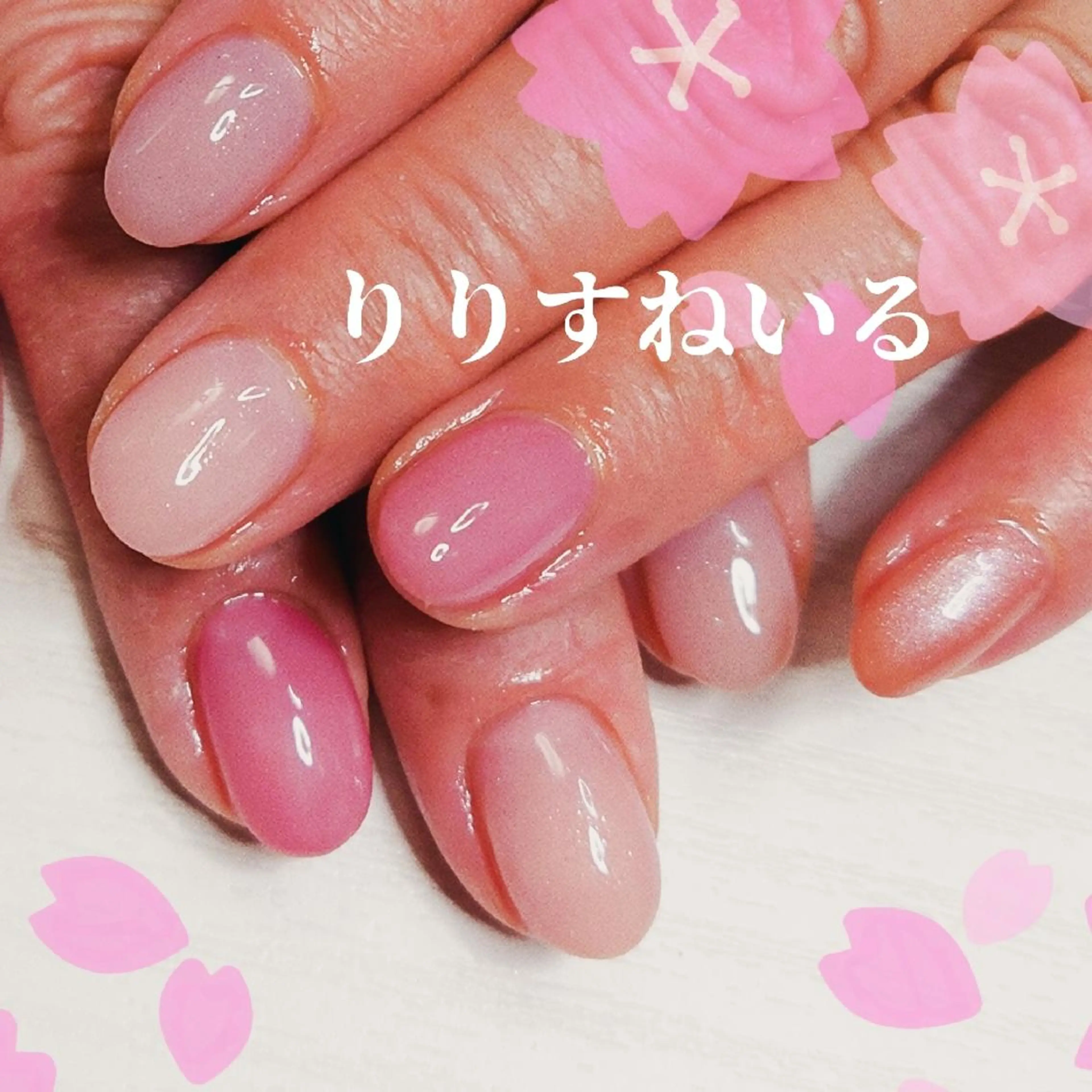 ネイル 桜ネイル ワンカラーネイル ピンク ショートネイル 春ネイル ハンドネイル Lilith Nailのネイルデザイン