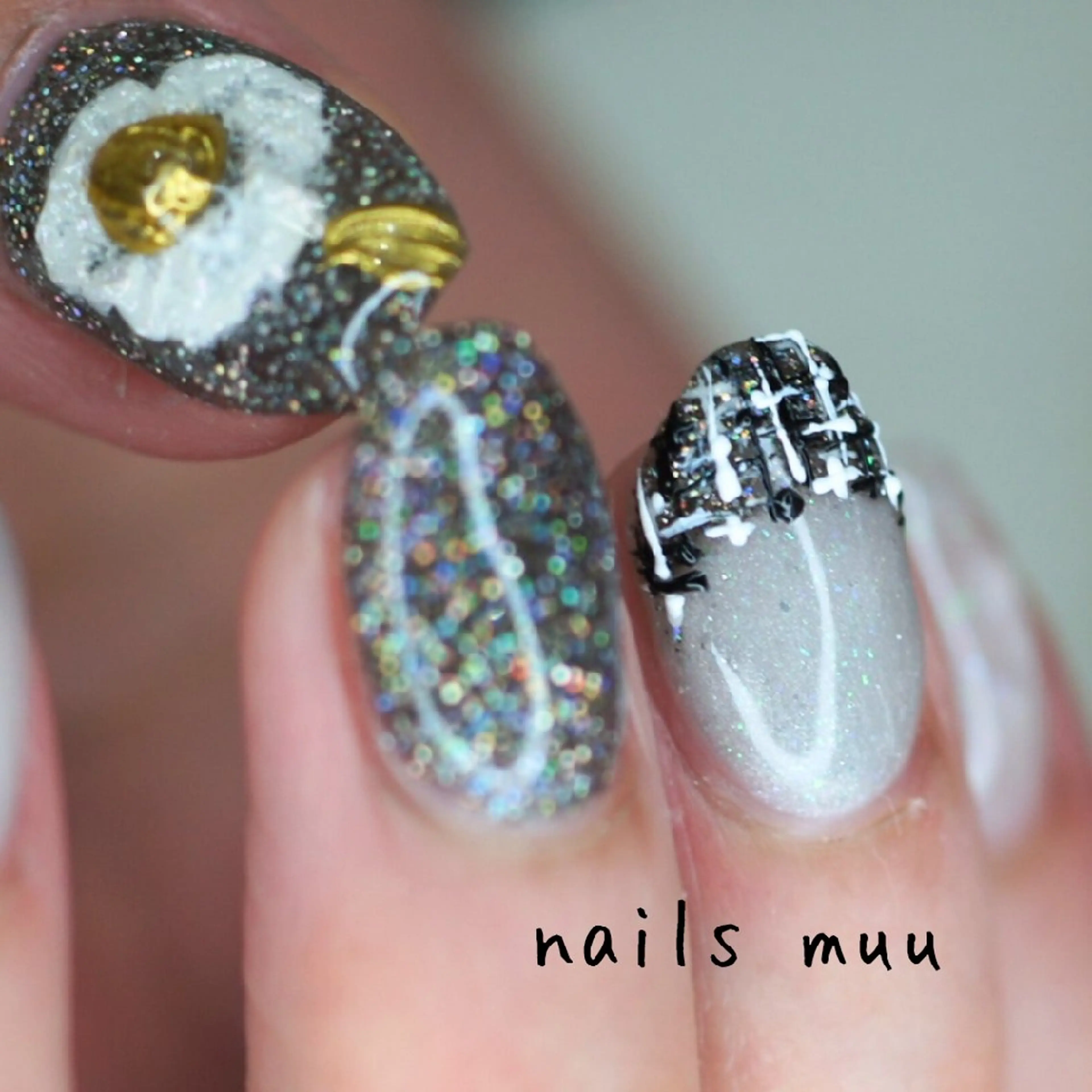 ネイル オーロラネイル キラキラネイル ハンドネイル nails muu まゆのネイルデザイン