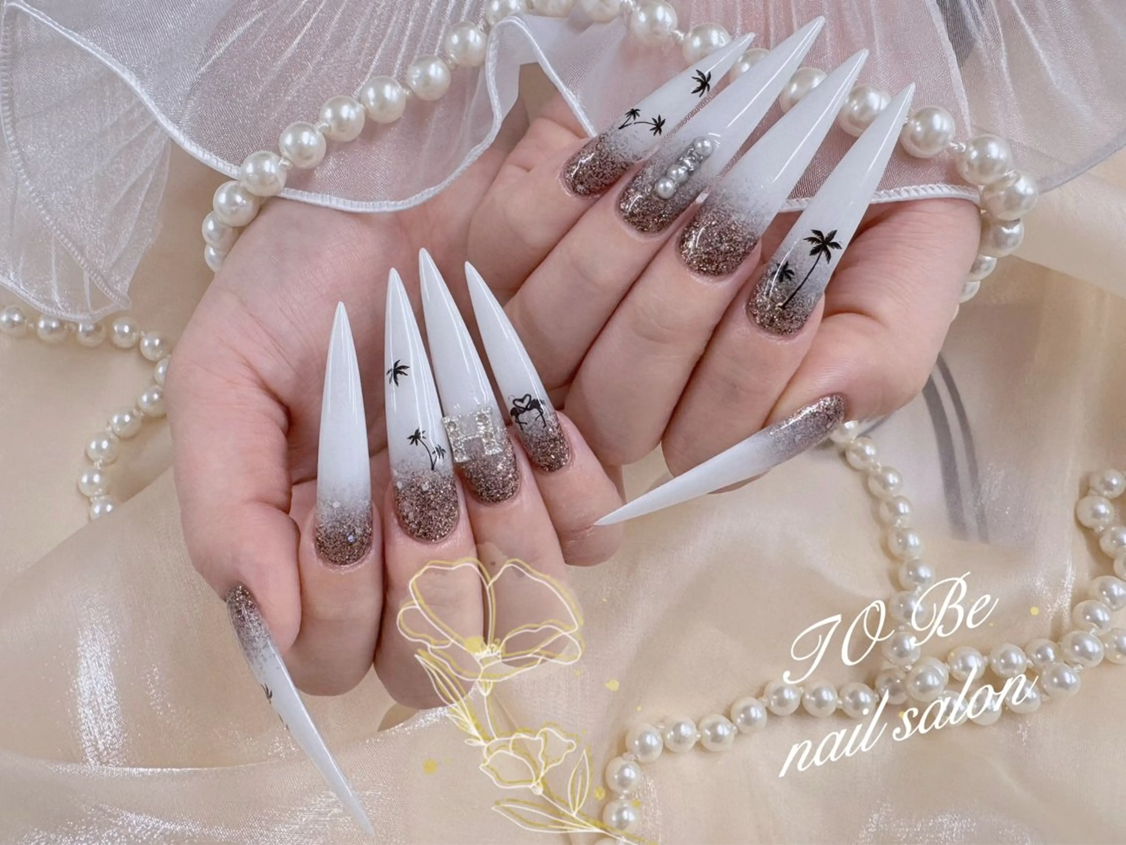 ロング ハンドネイル Nail Salon To Be珈月のネイルデザイン