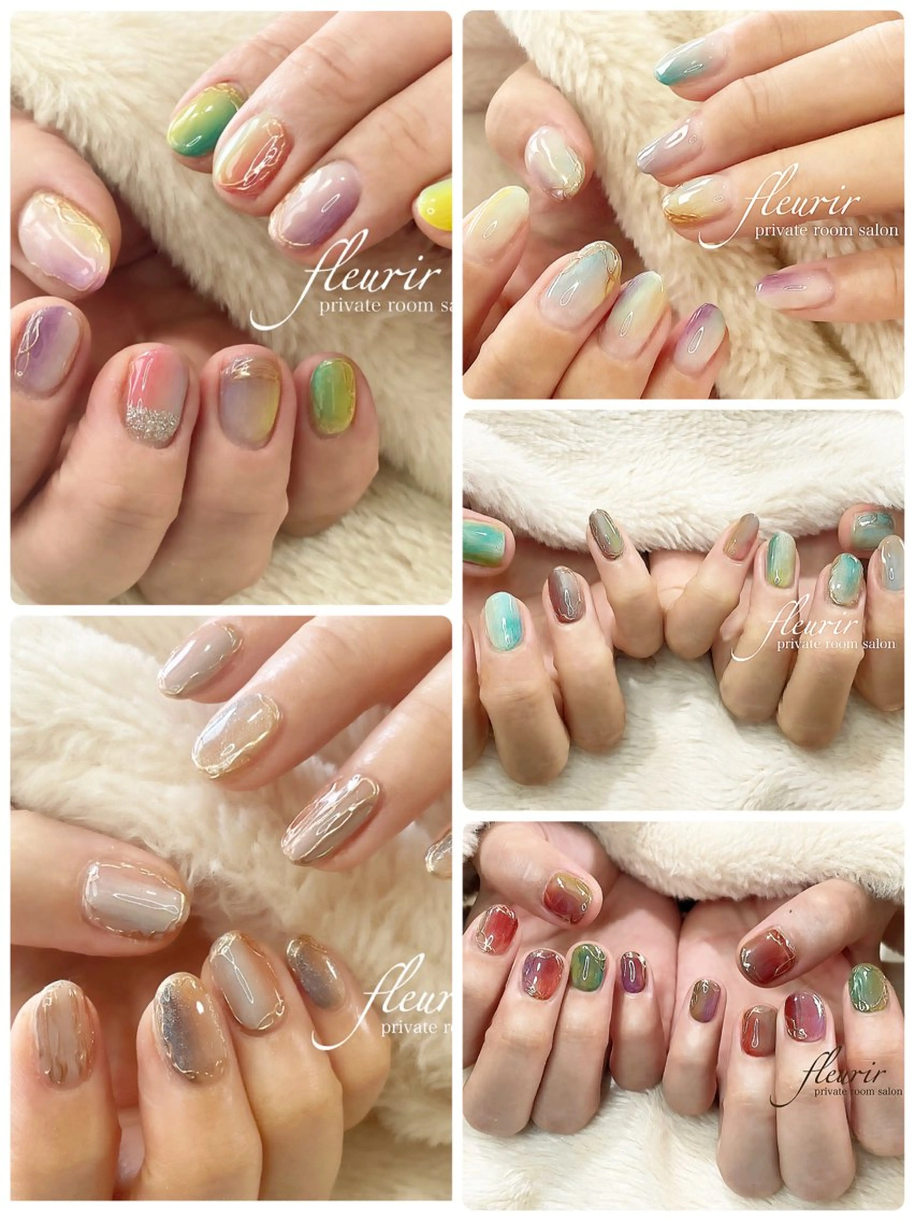 ネイル アートネイル ミラーネイル ニュアンスネイル ハンドネイル フルリール 【プライベートサロンのネイルデザイン