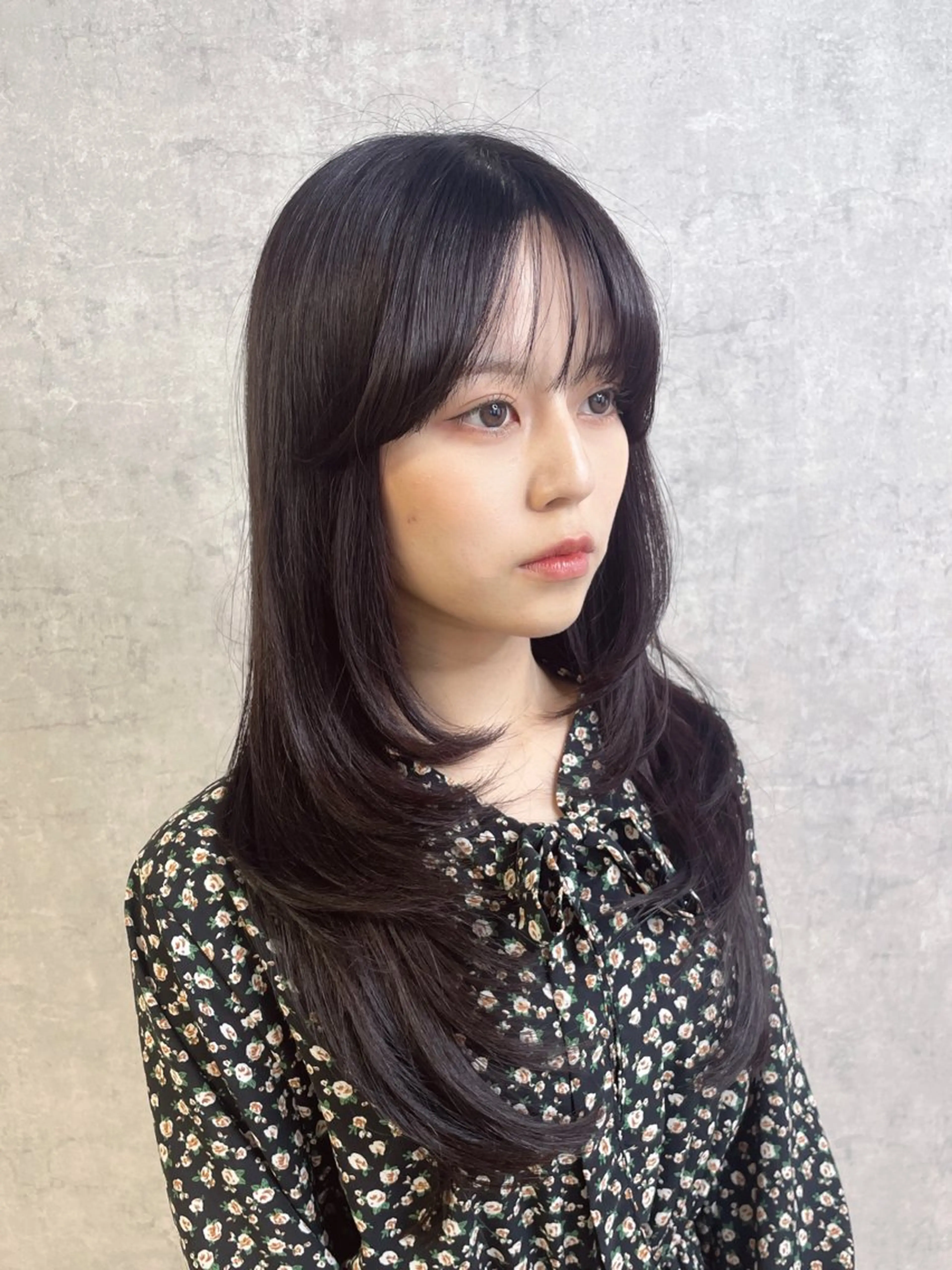 セミロング 顔まわりレイヤー 顔周りカット 姫カット 髪質改善 韓国風ヘア カット トリートメント トレンド韓国ヘア 🇰🇷のんのヘアスタイル