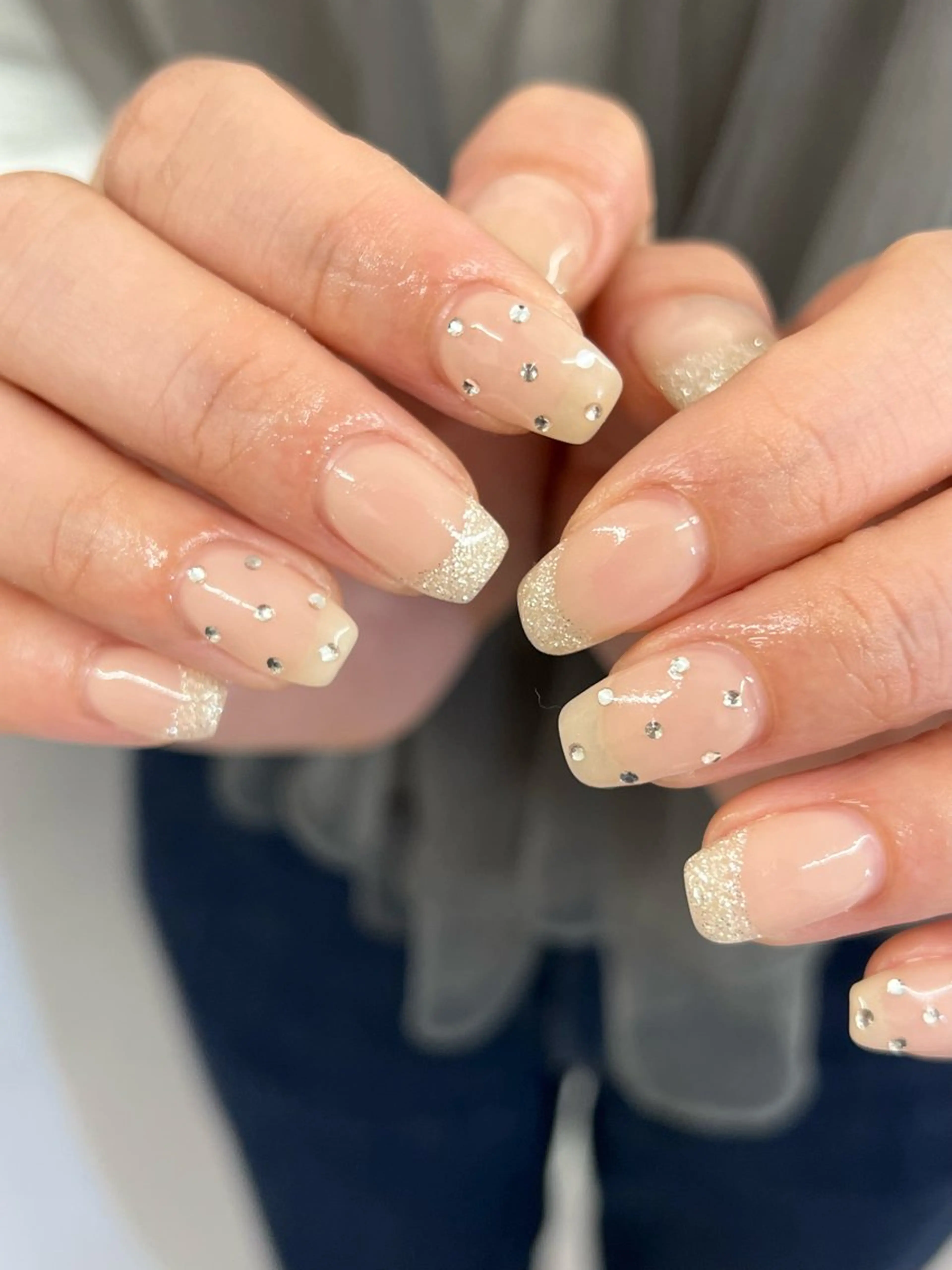 ネイル フレンチネイル ジェルネイル ラメ(グリッター) マグネットネイル ニュアンスネイル ハンドネイル ハンドケア Bana_ Nailのネイルデザイン
