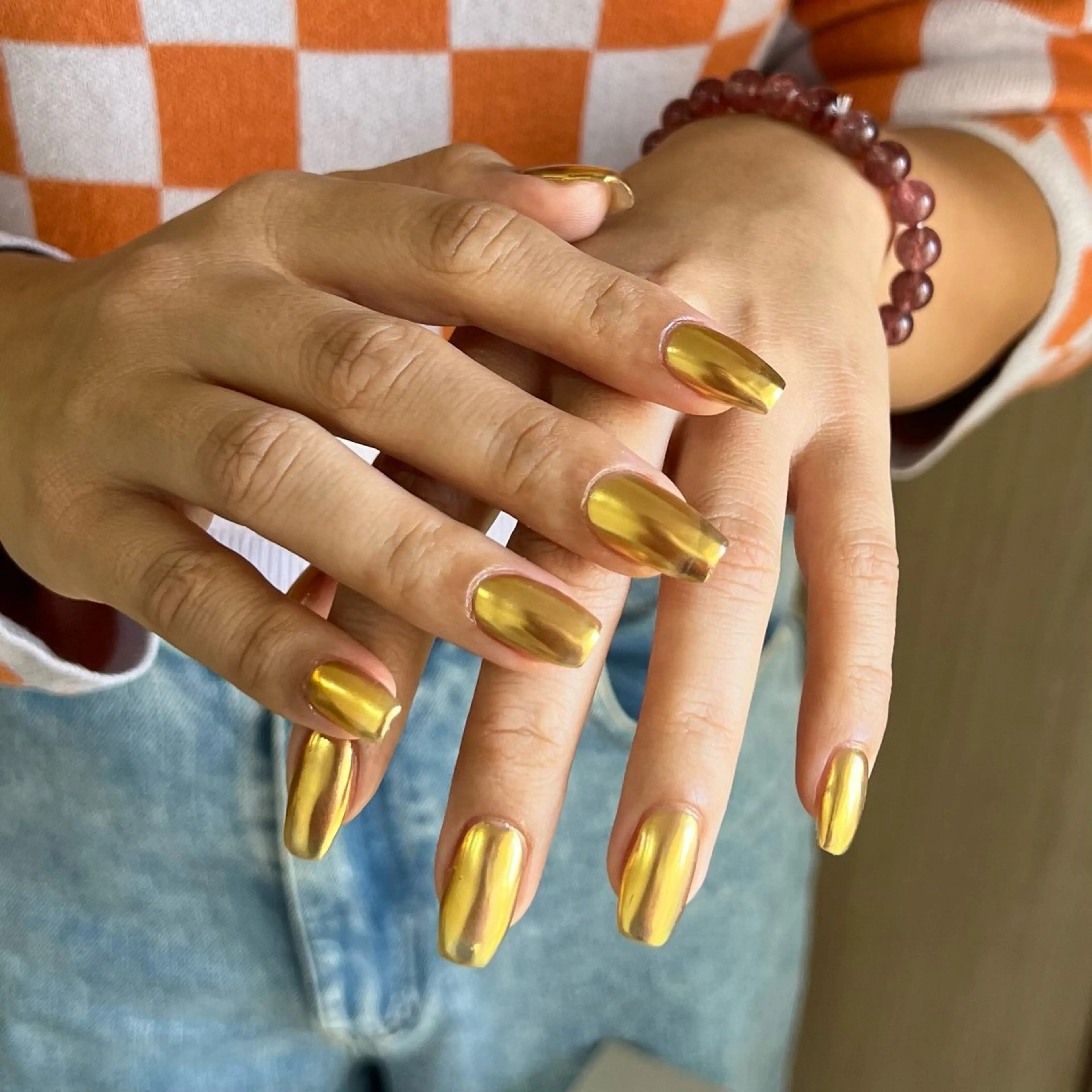 ネイル ゴールド ミラーネイル Momoka ネイリスト福岡/薬院のネイルデザイン